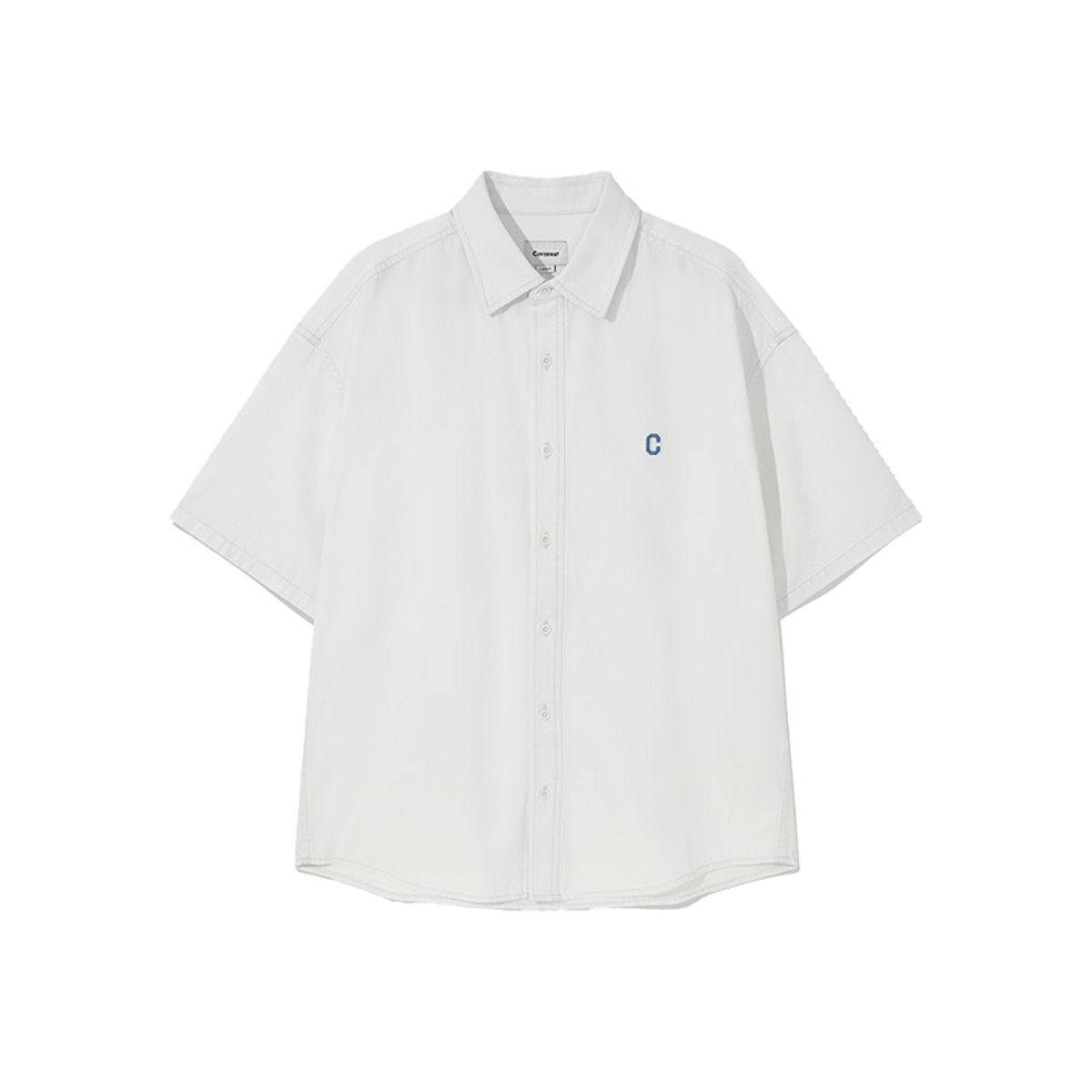 커버낫(COVERNAT) C 로고 데님 하프 셔츠 White