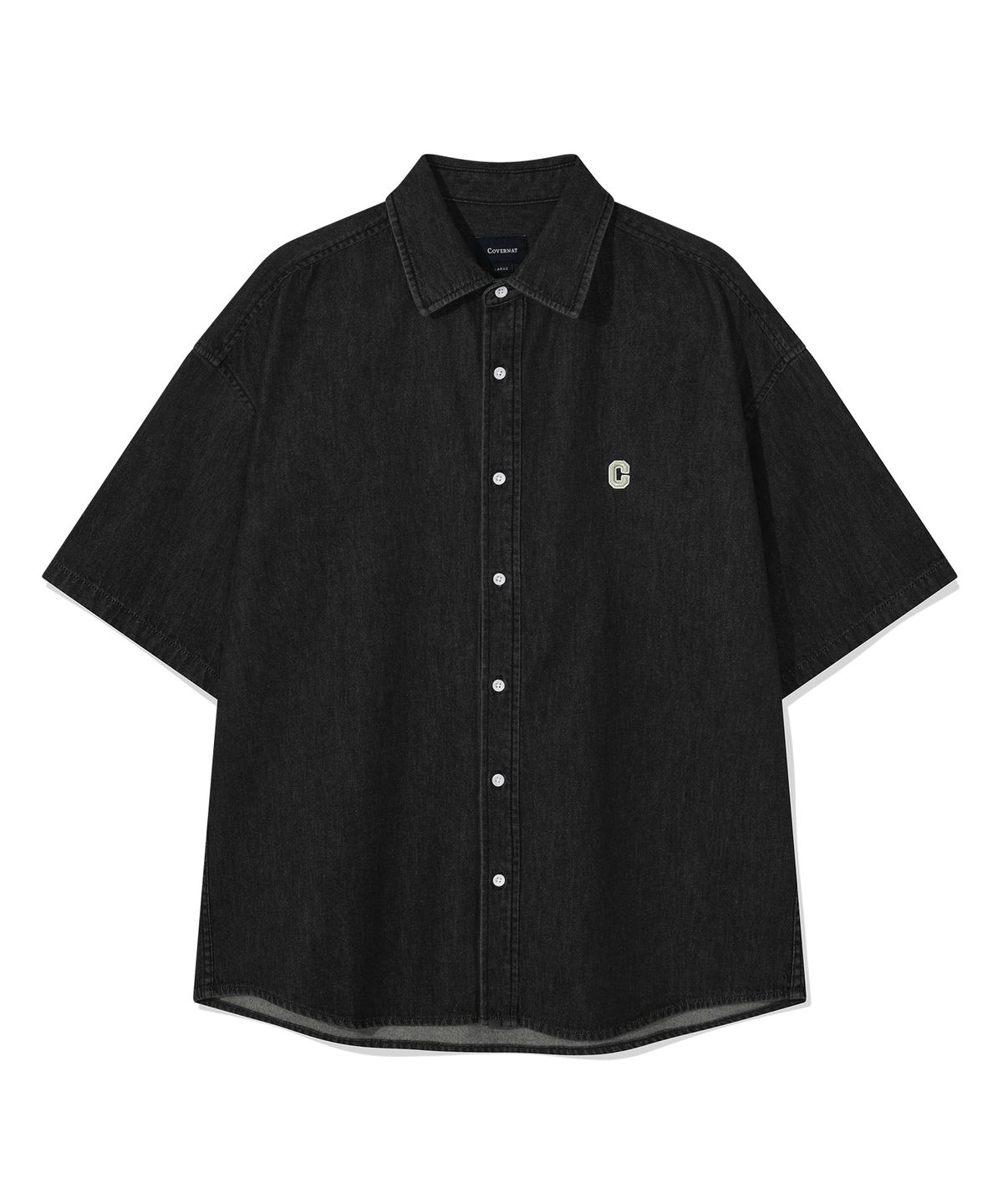 커버낫(COVERNAT) C 로고 데님 하프 셔츠 Black