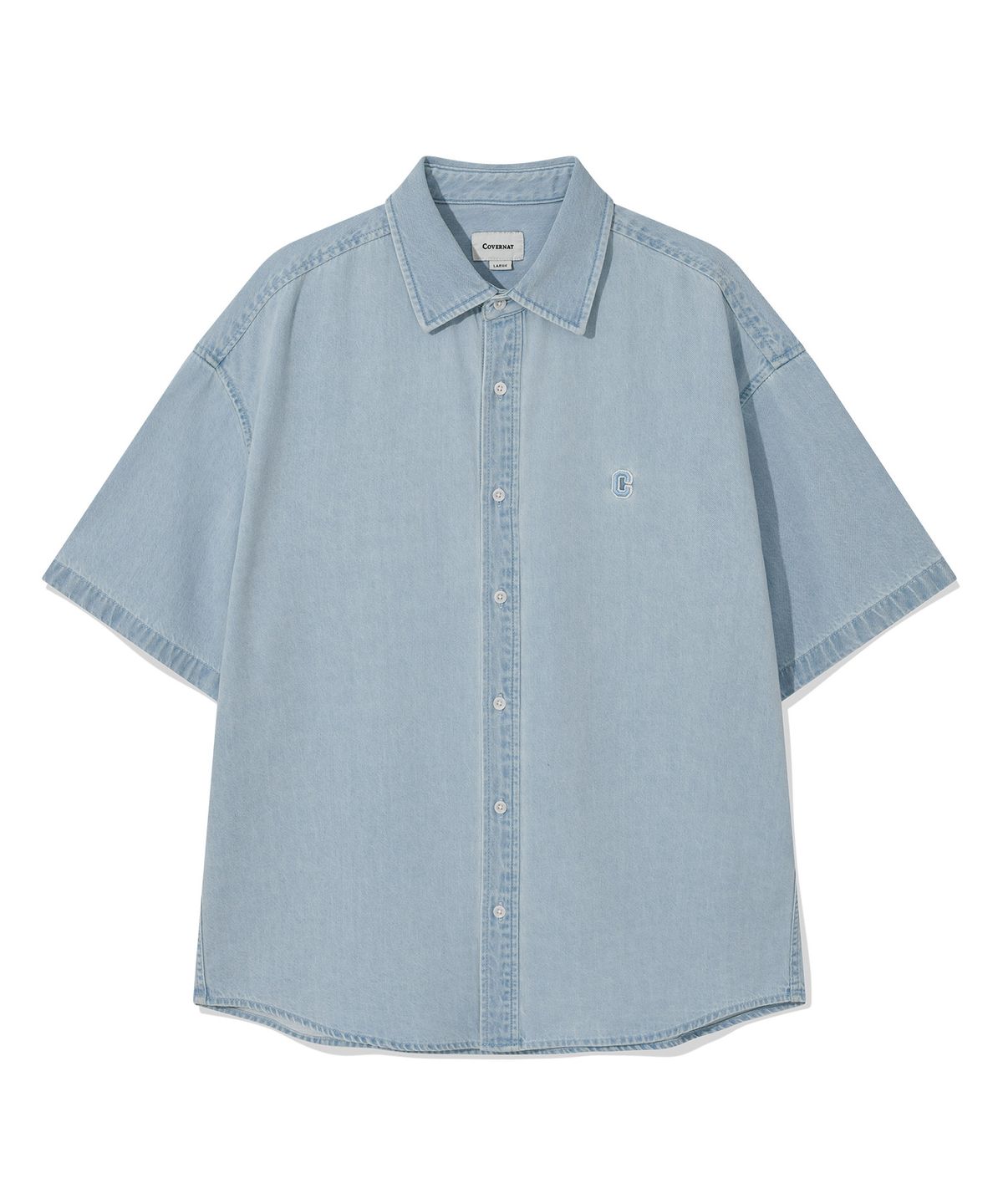 커버낫(COVERNAT) C 로고 데님 하프 셔츠 Light Blue
