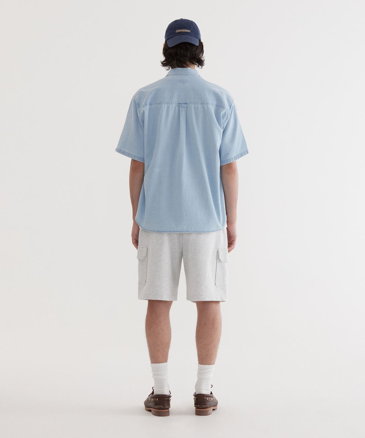 커버낫(COVERNAT) C 로고 데님 하프 셔츠 Light Blue