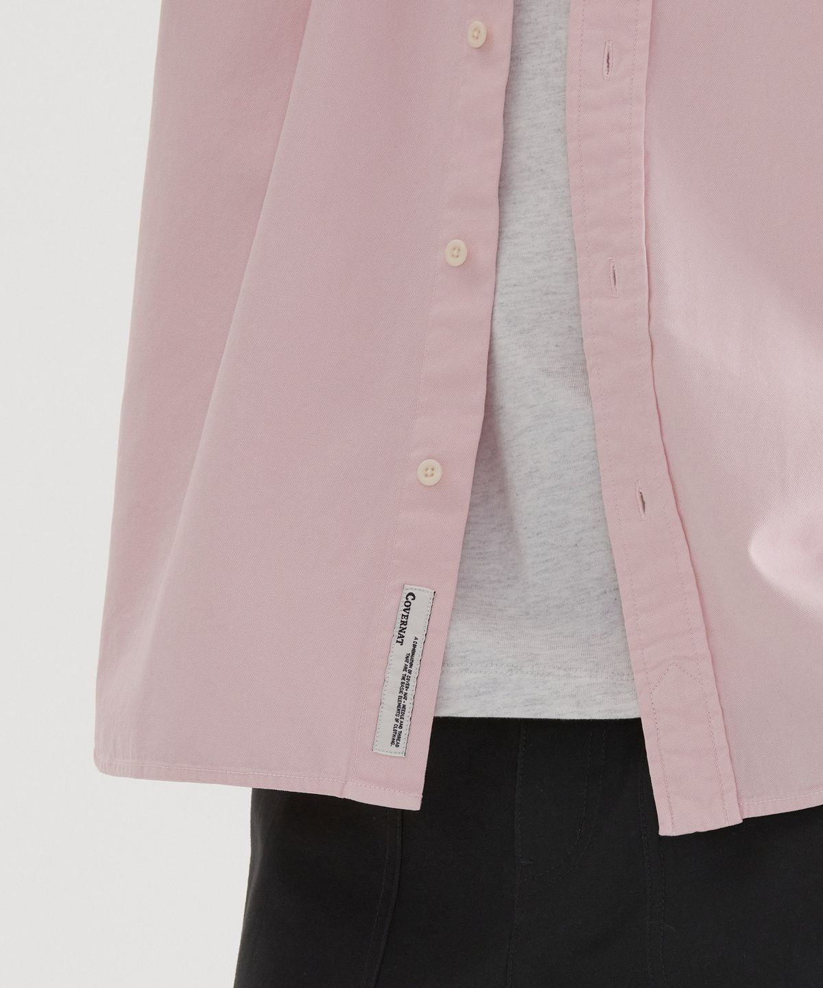 커버낫(COVERNAT) C 로고 피그먼트 옥스포드 하프 셔츠 Light Pink