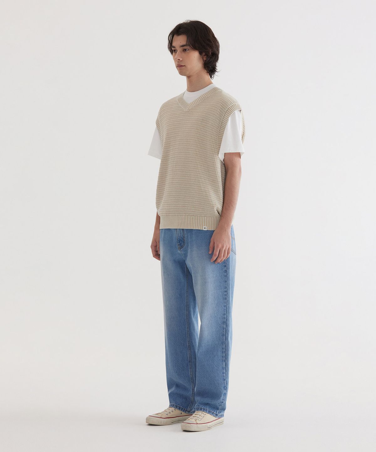 커버낫(COVERNAT) 스톤 워싱 니트 베스트 Beige