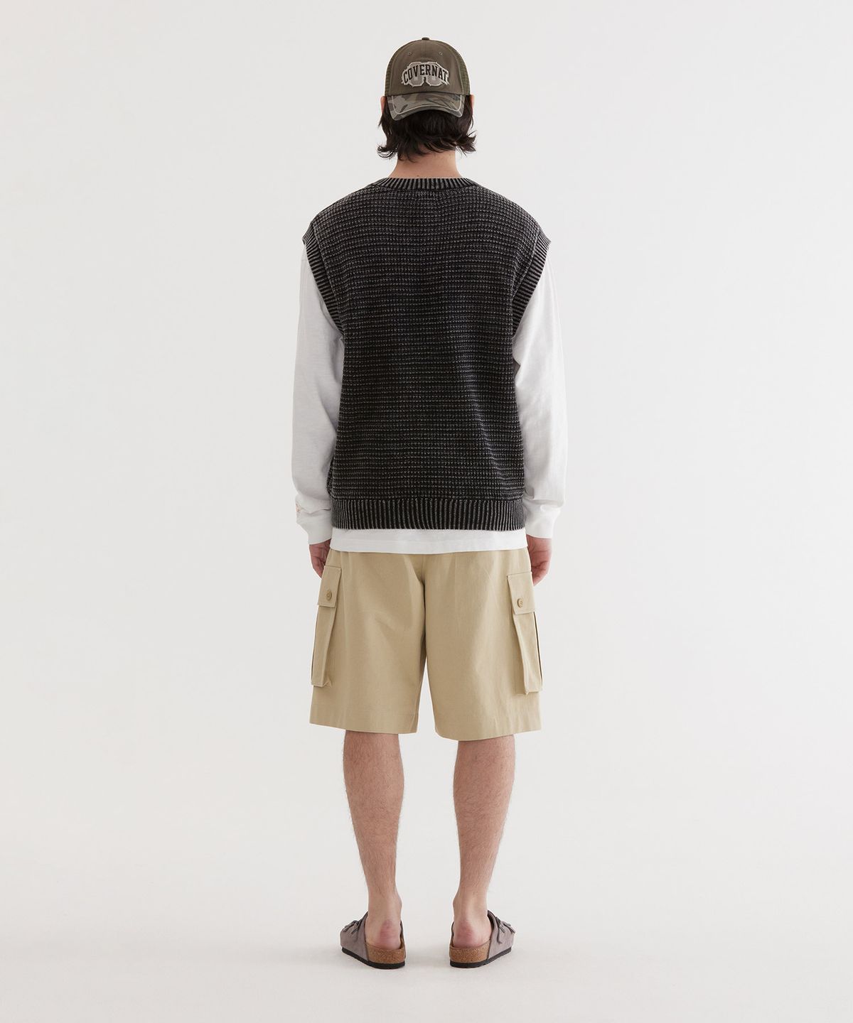 커버낫(COVERNAT) 스톤 워싱 니트 베스트 Charcoal