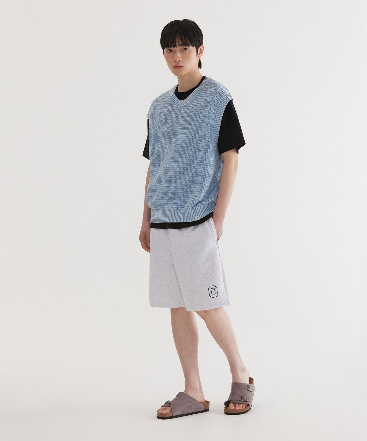 커버낫(COVERNAT) 스톤 워싱 니트 베스트 Blue