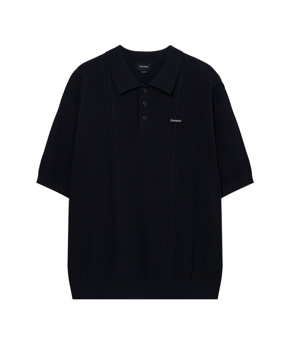 커버낫(COVERNAT) 스몰 어센틱 스카시 케이블 하프 니트 Dark Navy