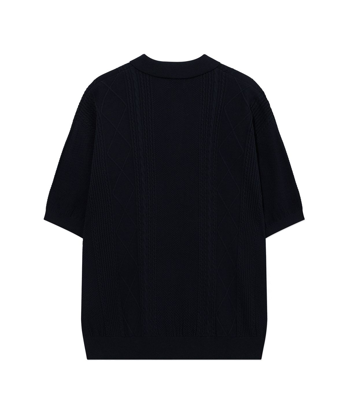 커버낫(COVERNAT) 스몰 어센틱 스카시 케이블 하프 니트 Dark Navy
