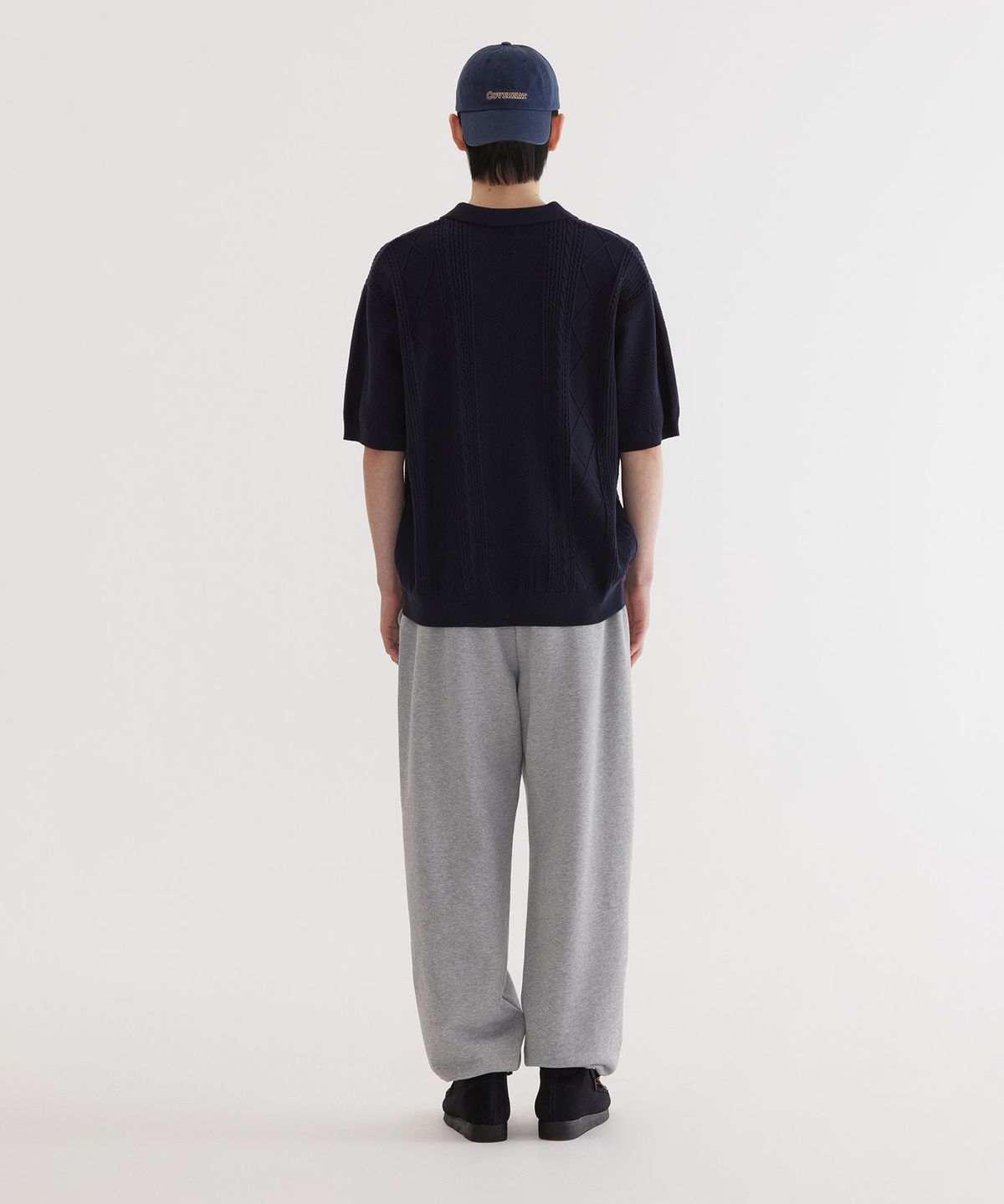 커버낫(COVERNAT) 스몰 어센틱 스카시 케이블 하프 니트 Dark Navy