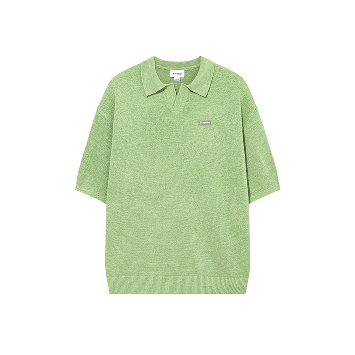 커버낫(COVERNAT) 스몰 어센틱 오픈 카라 하프 니트 Light Green