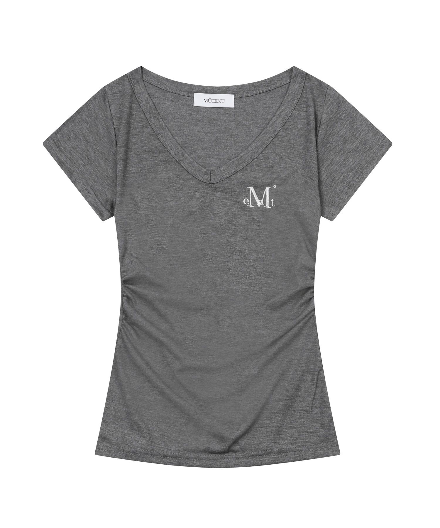【MUCENT】25ss YATI SIDE SHIRRING V-NECK HALF T MUSINSA | MUCENT YATTY Side Shirring V-Neck Short Sleeve Tee