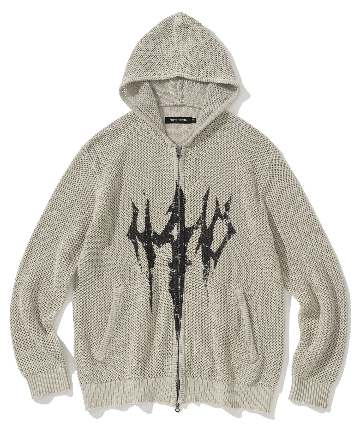 韓国発!【NOT4NERD】N4ND Trident Logo Pigment Hood Zip Up MUSINSA | NOT4NERD N4ND Trident Logo Pigment Hood Zip Up - Ivory