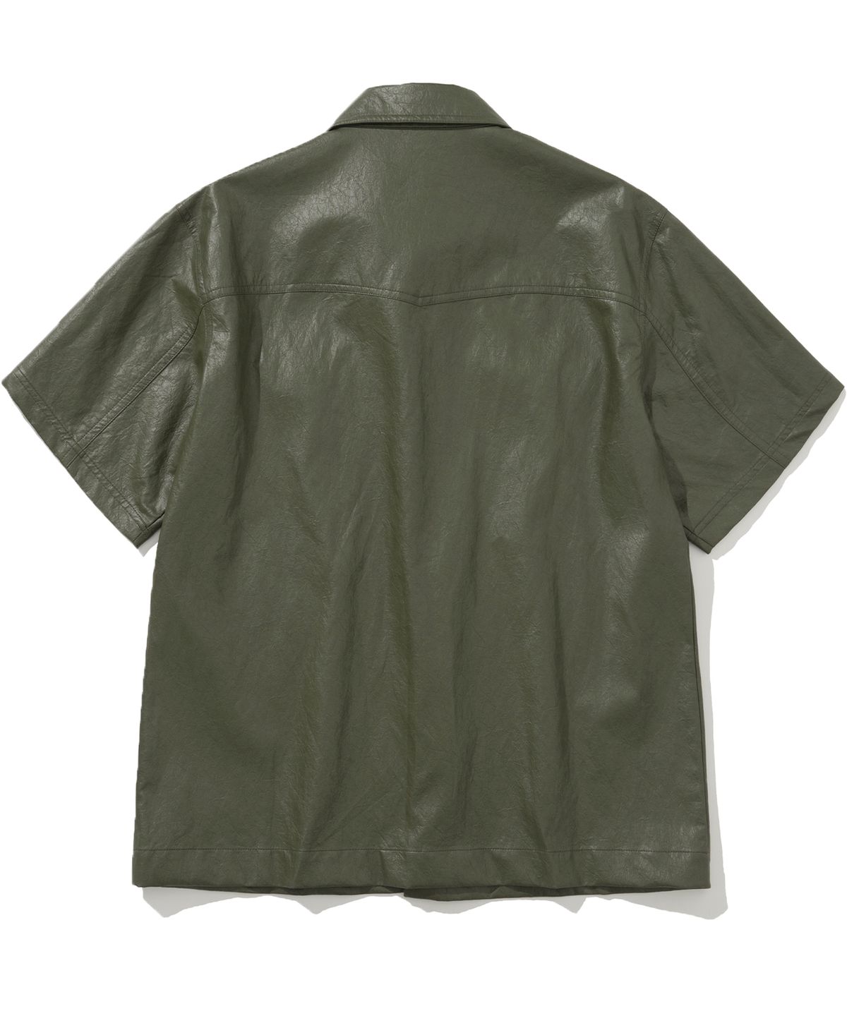 낫포너드(NOT4NERD) Wrinkle Leather Half Shirt - Khaki