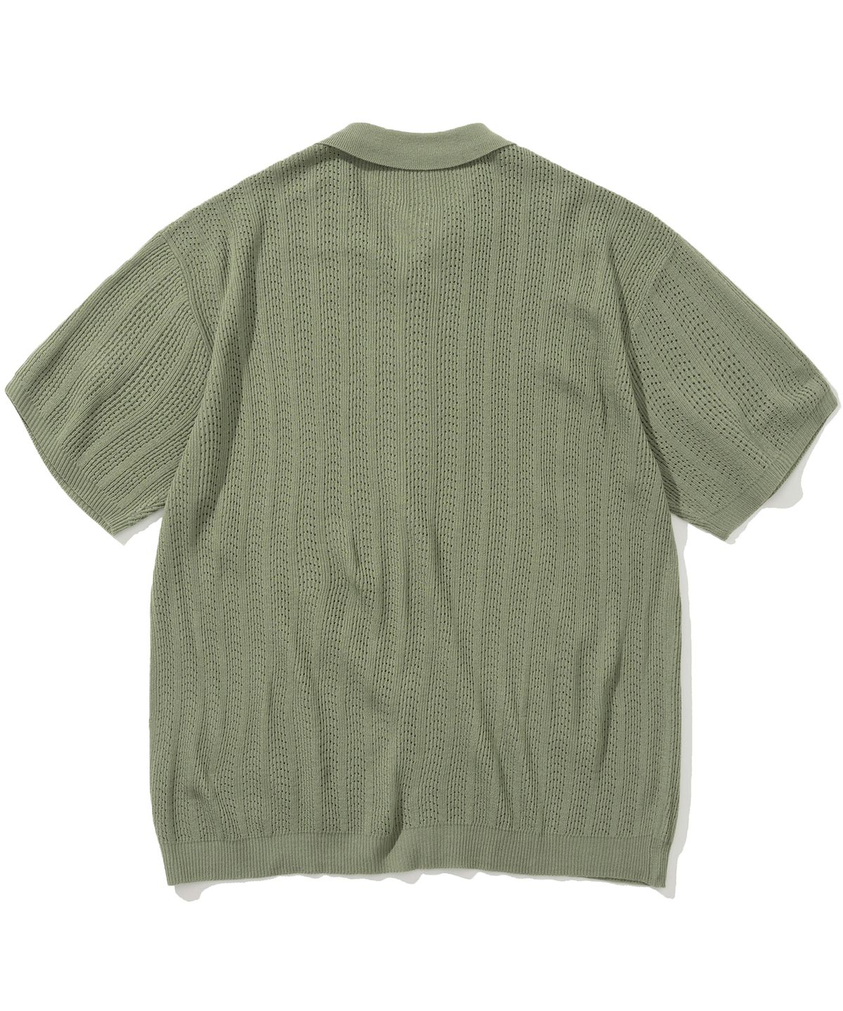 낫포너드(NOT4NERD) Snake Crochet Half Shirt - Green