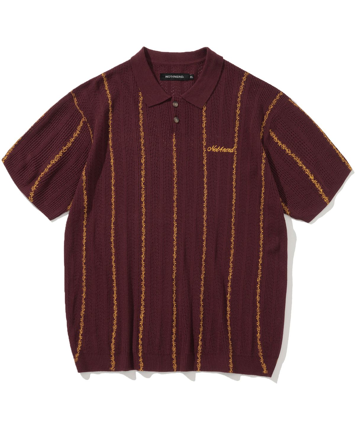 낫포너드(NOT4NERD) Ashen Dawn Stripe Short Sleeve Knit - Red