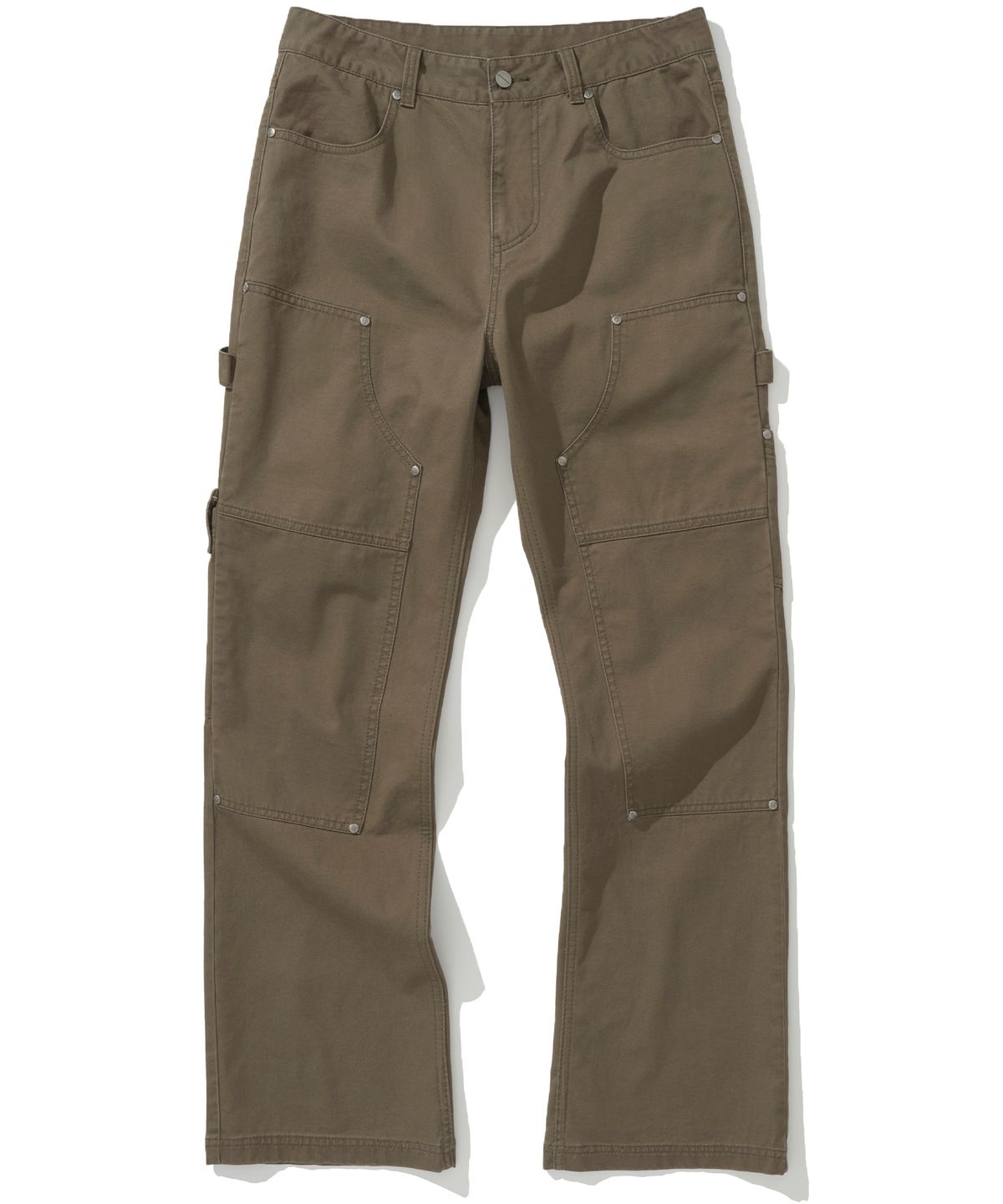 낫포너드(NOT4NERD) Double Knee Carpenter Flare Fit Cotton Pants - Khaki