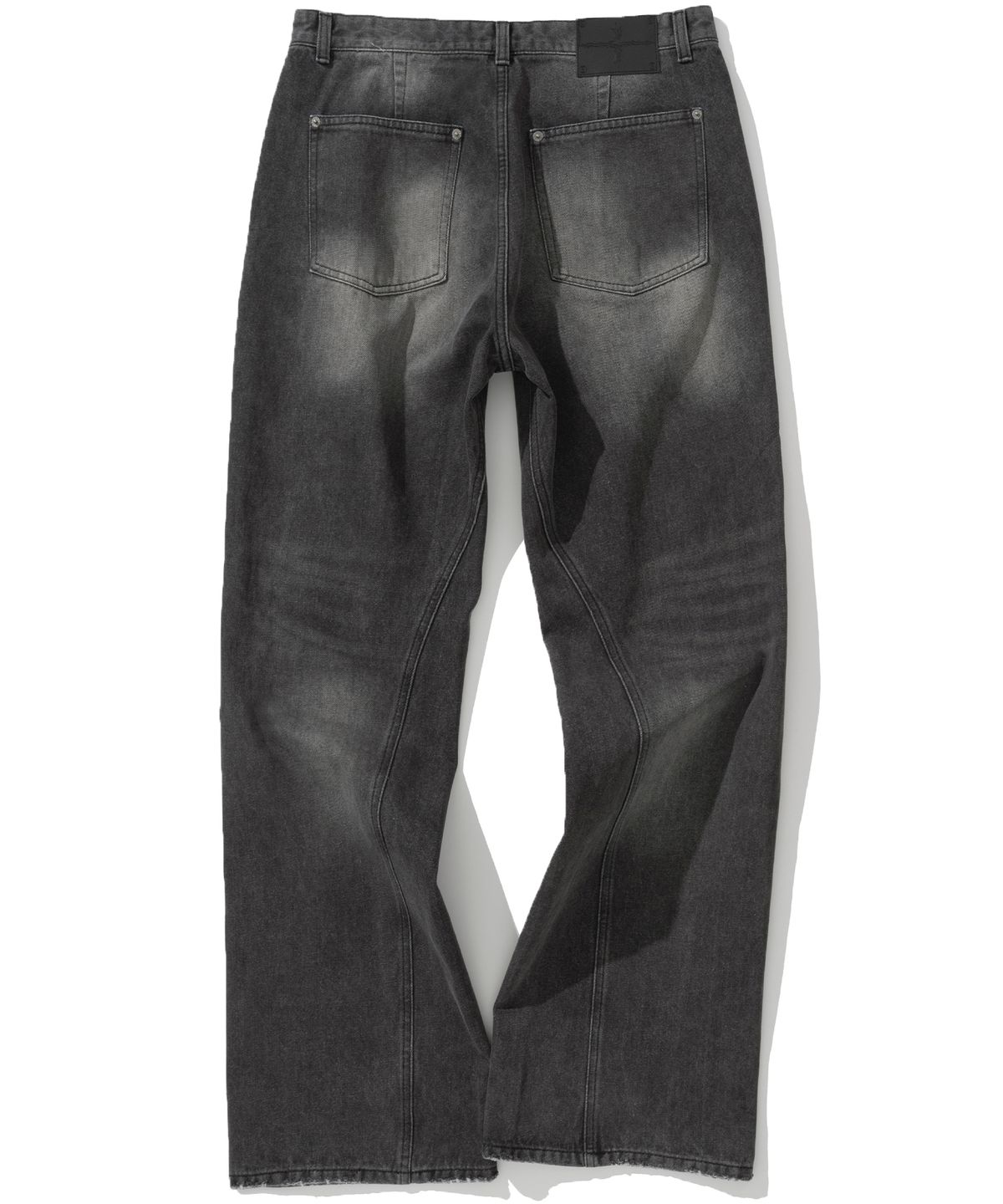 낫포너드(NOT4NERD) Curved Incision Flare Fit Denim Pants - Black