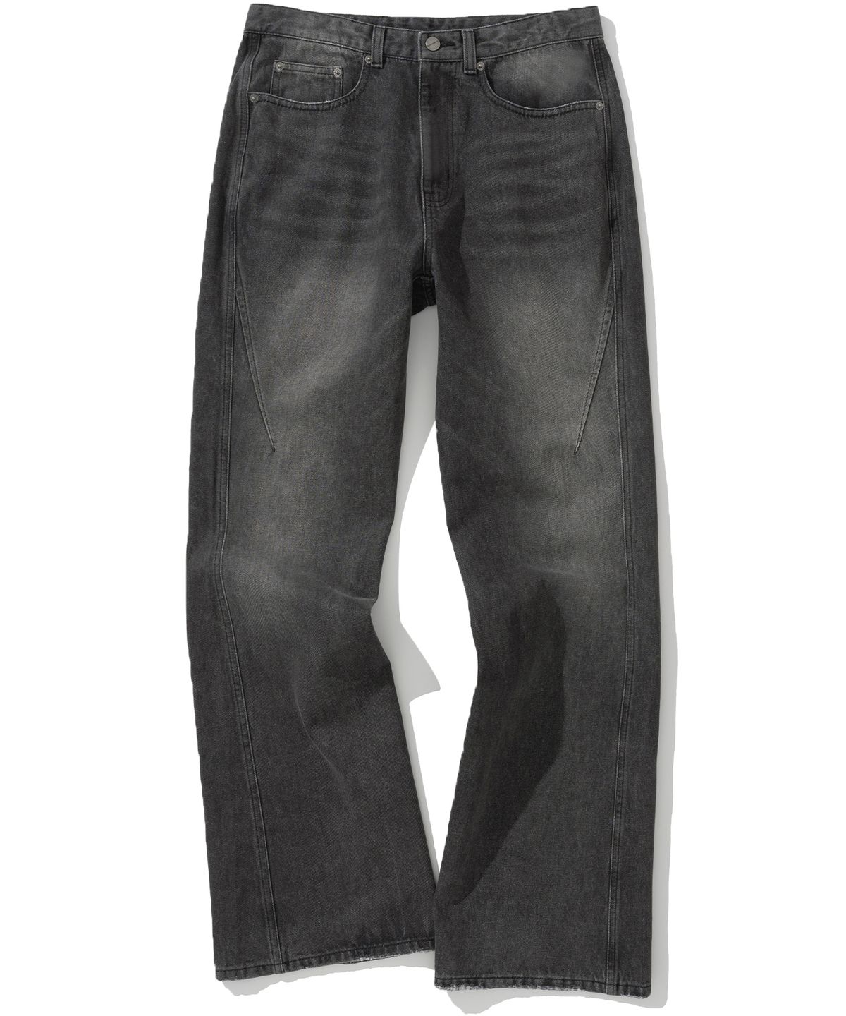 낫포너드(NOT4NERD) Curved Incision Flare Fit Denim Pants - Black