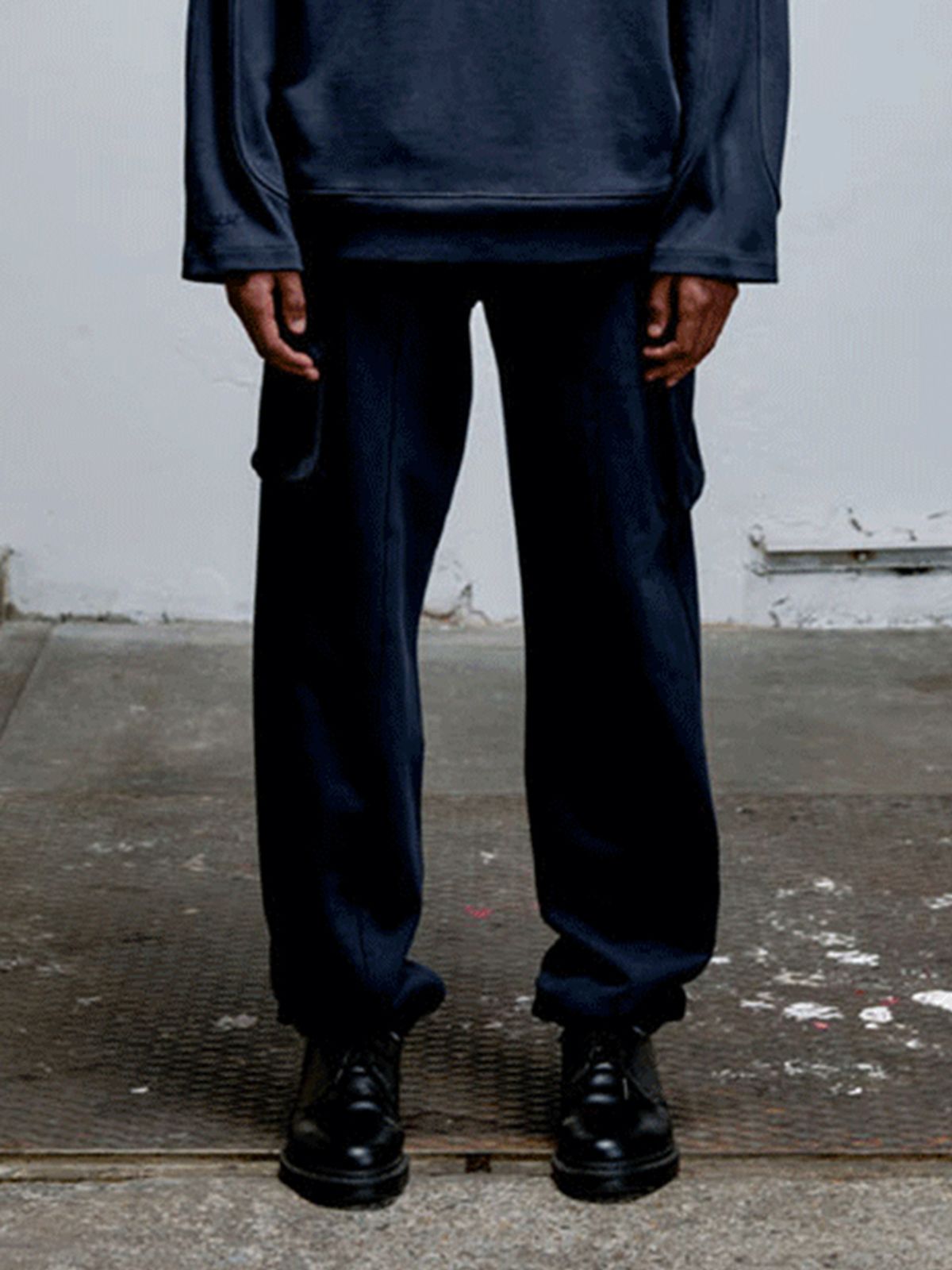 에르에르(ERER) Sweat Cargo Pants Navy