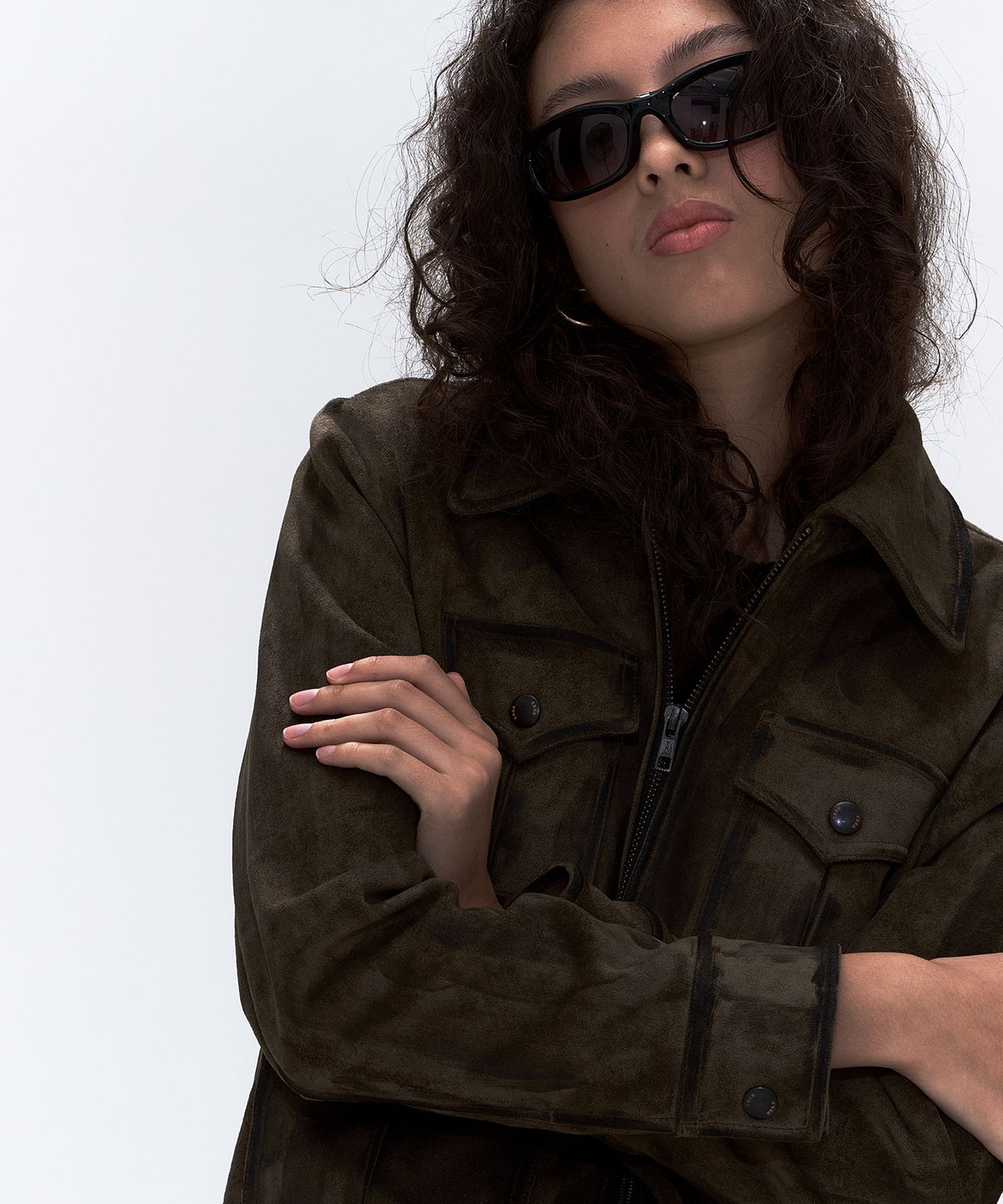 에르에르(ERER) Suede Pocket Rider Jacket Khaki