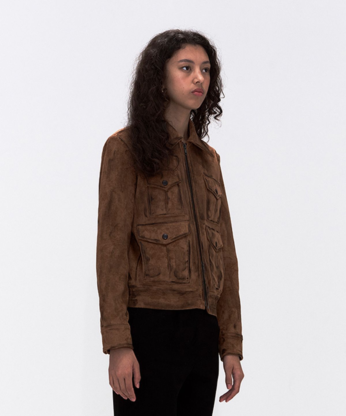에르에르(ERER) Suede Pocket Rider Jacket Camel