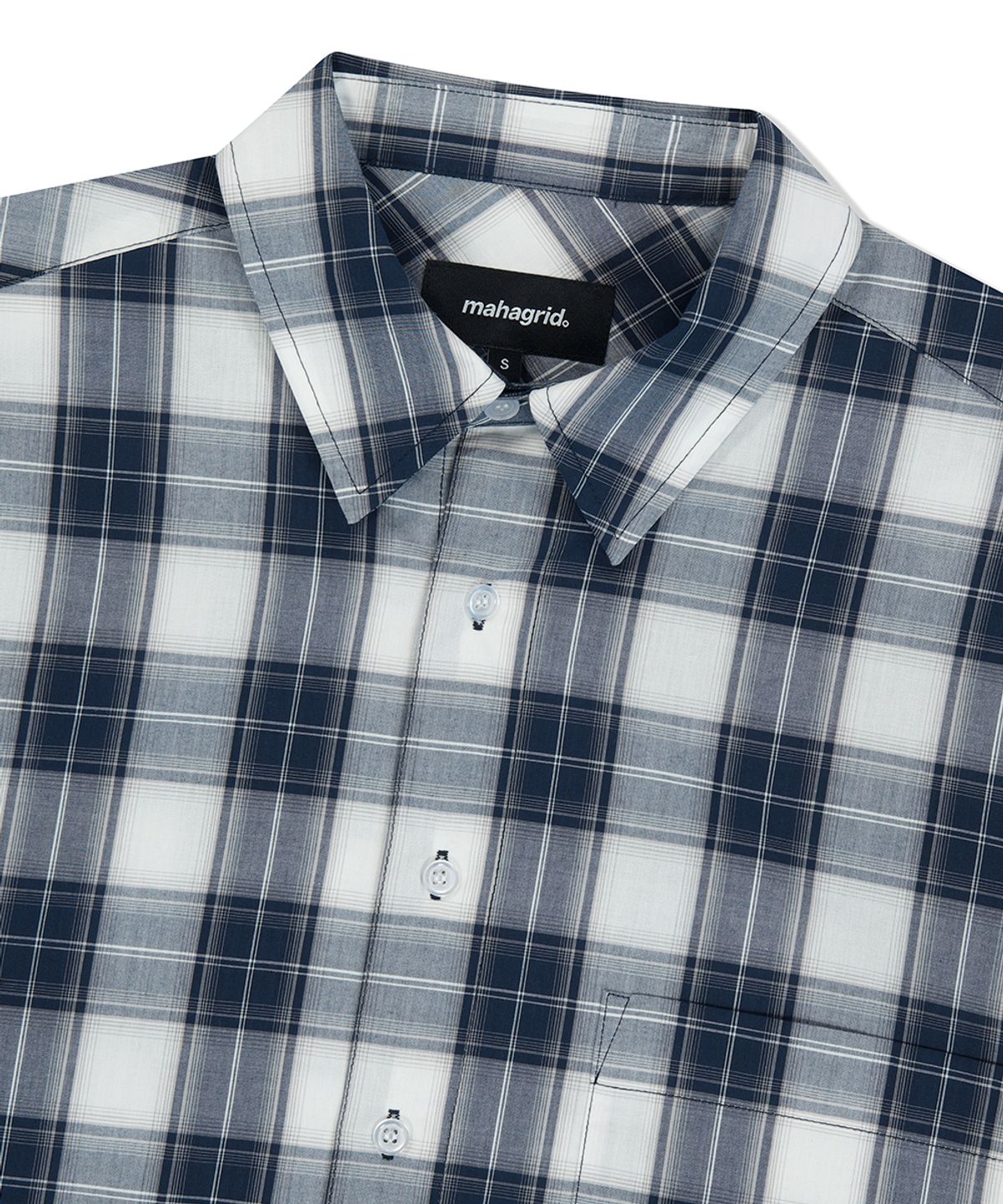마하그리드(MAHAGRID) OMBRE CHECK HALF SHIRT NAVY(MG2FMMW360A)