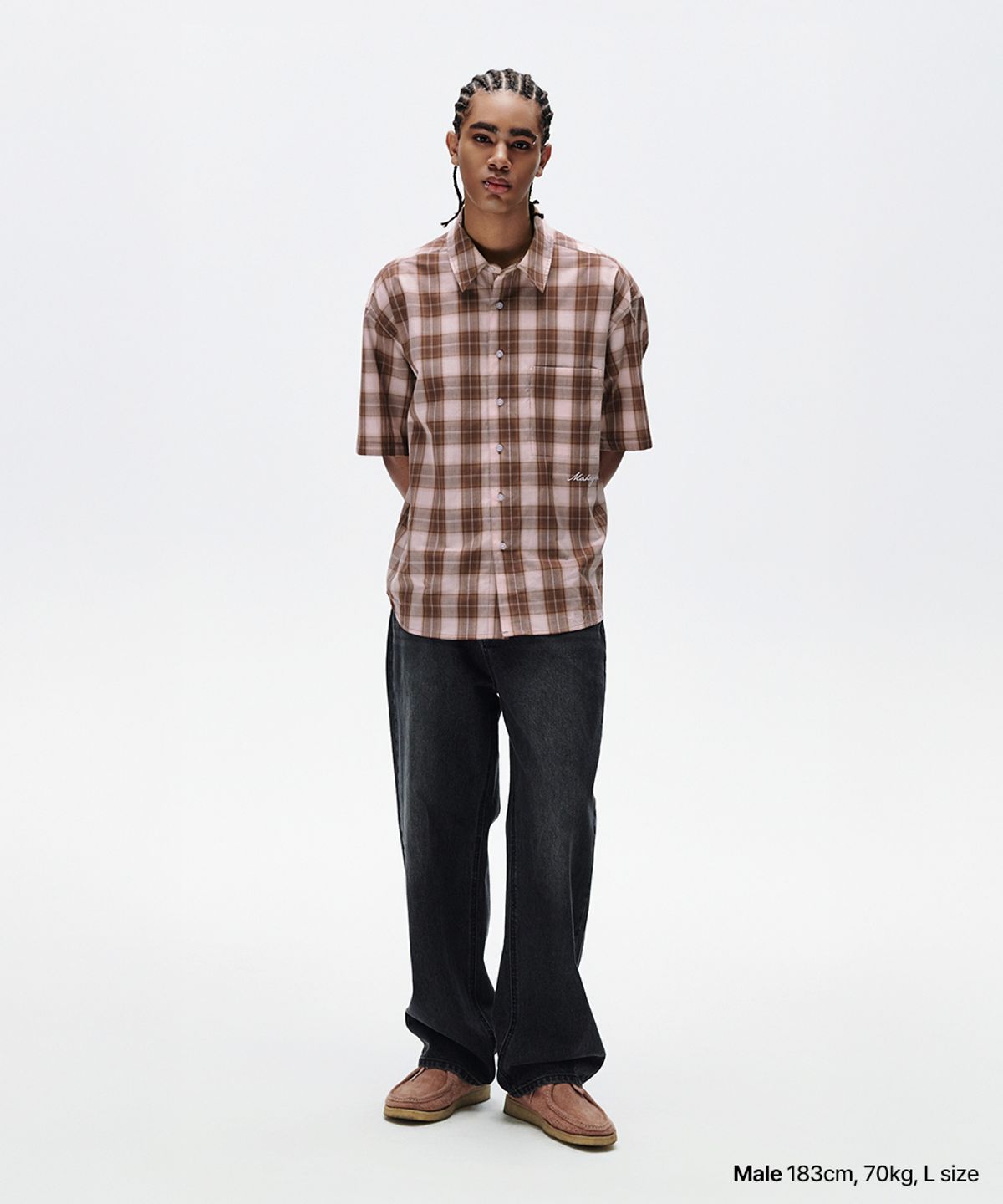 마하그리드(MAHAGRID) OMBRE CHECK HALF SHIRT RED(MG2FMMW360A)