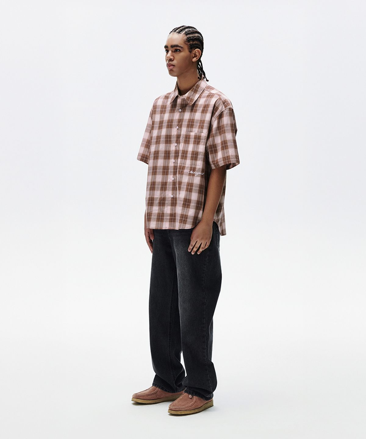 마하그리드(MAHAGRID) OMBRE CHECK HALF SHIRT RED(MG2FMMW360A)