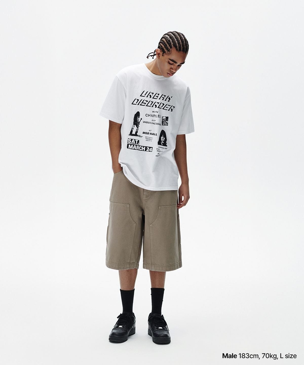 마하그리드(MAHAGRID) DYED DOUBLE KNEE SHORT BEIGE(MG2FMMD172A)