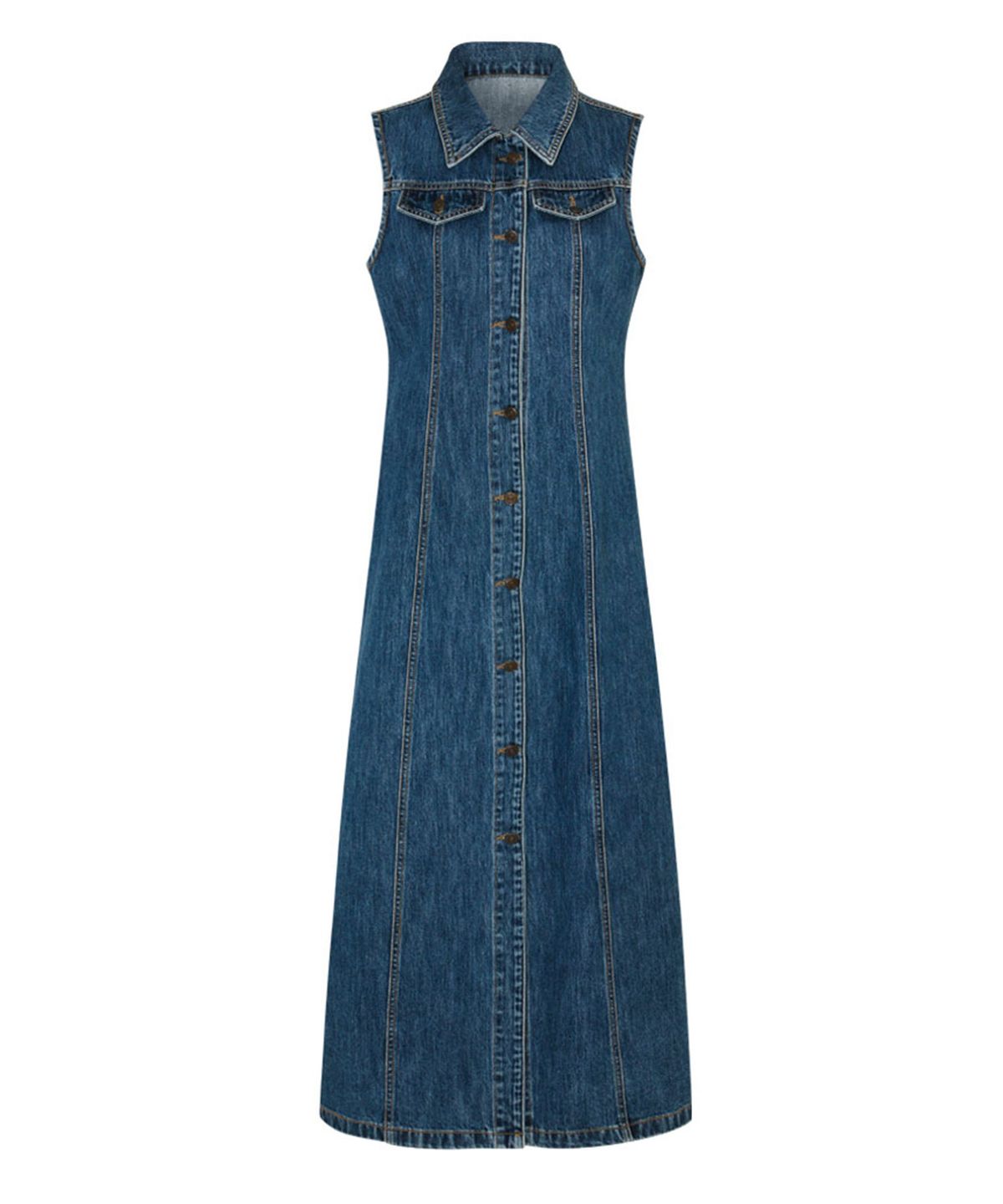 루루서울(LOULOUSEOUL) Classic Denim Sleeveless Dress (Blue)