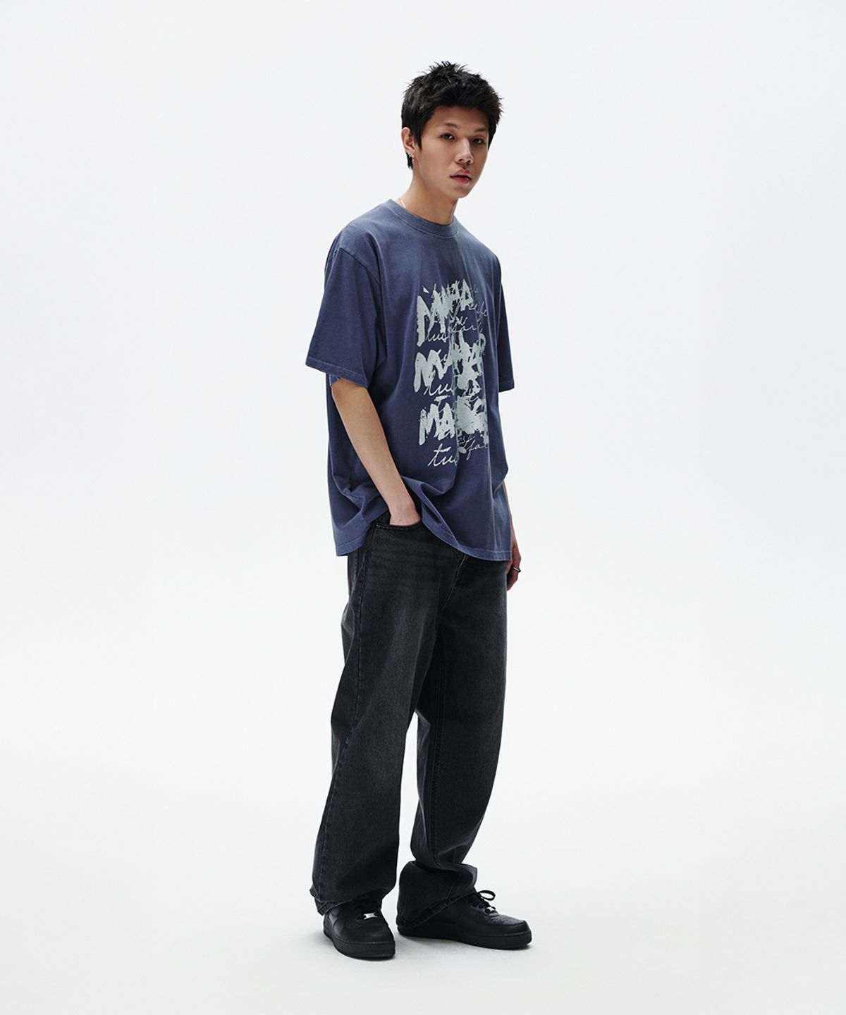 마하그리드(MAHAGRID) WRITER PIGMENT TEE BLUE(MG2FMMT516A)