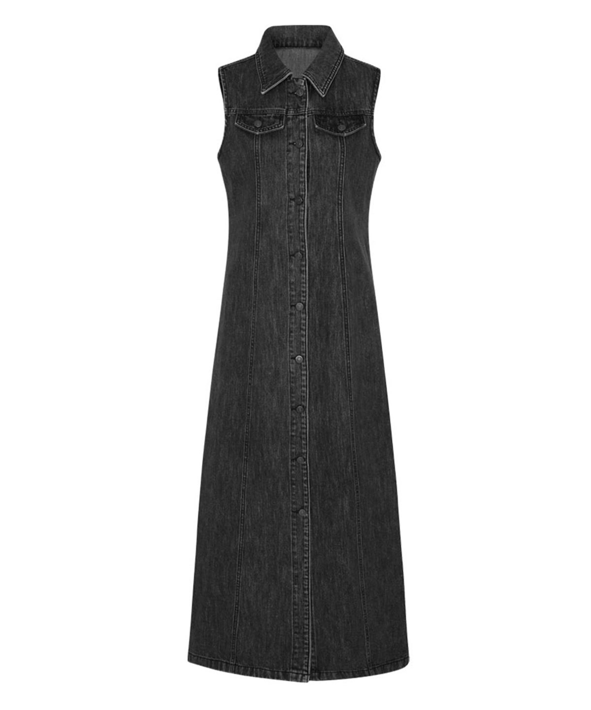 루루서울(LOULOUSEOUL) Classic Denim Sleeveless Dress (Black)