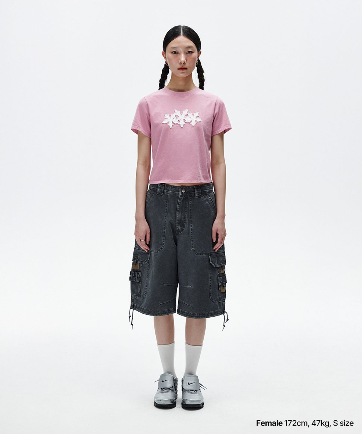 마하그리드(MAHAGRID) CUT OFF CROSS STAR TEE PINK(MG2FMFT586A)