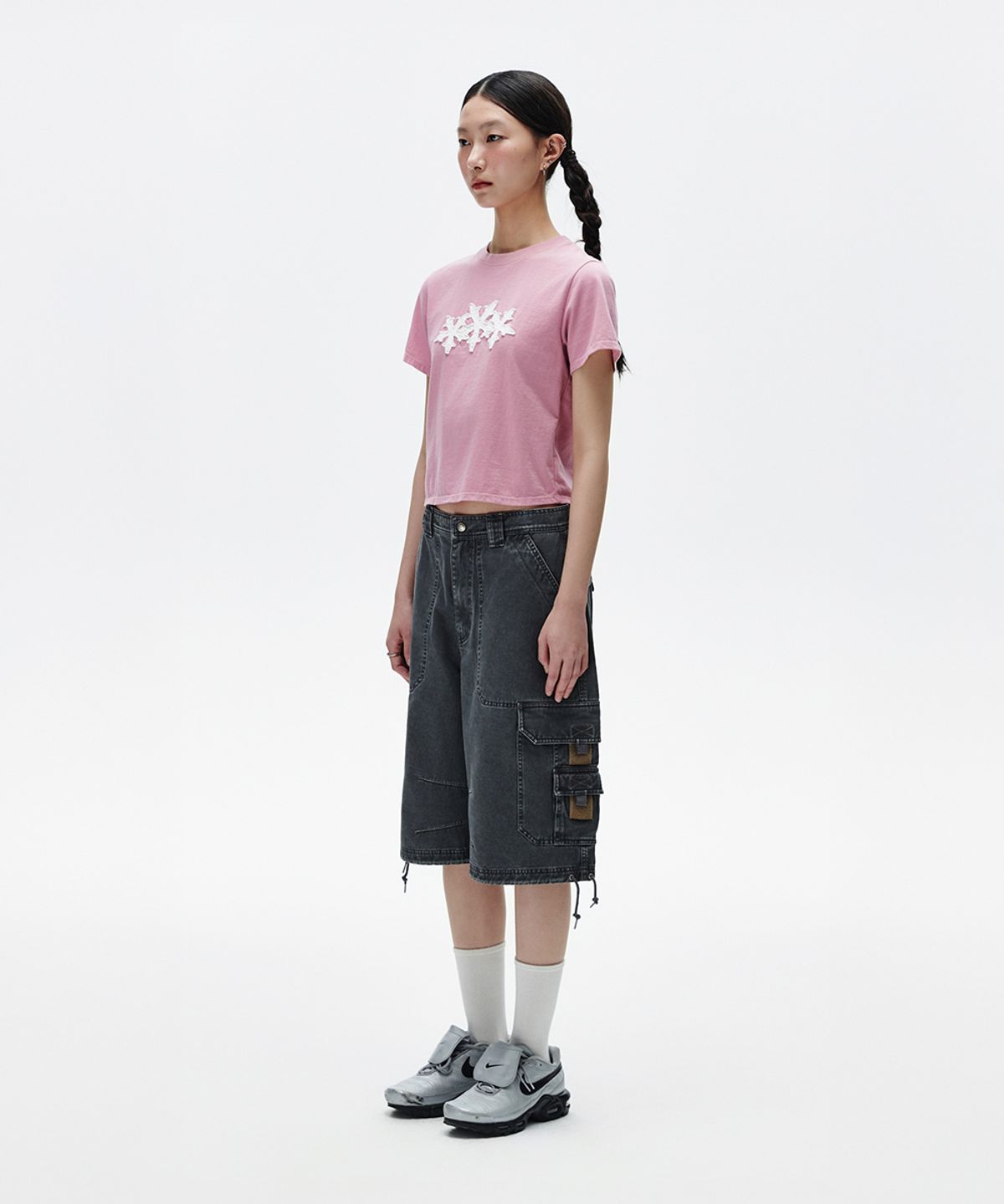 마하그리드(MAHAGRID) CUT OFF CROSS STAR TEE PINK(MG2FMFT586A)