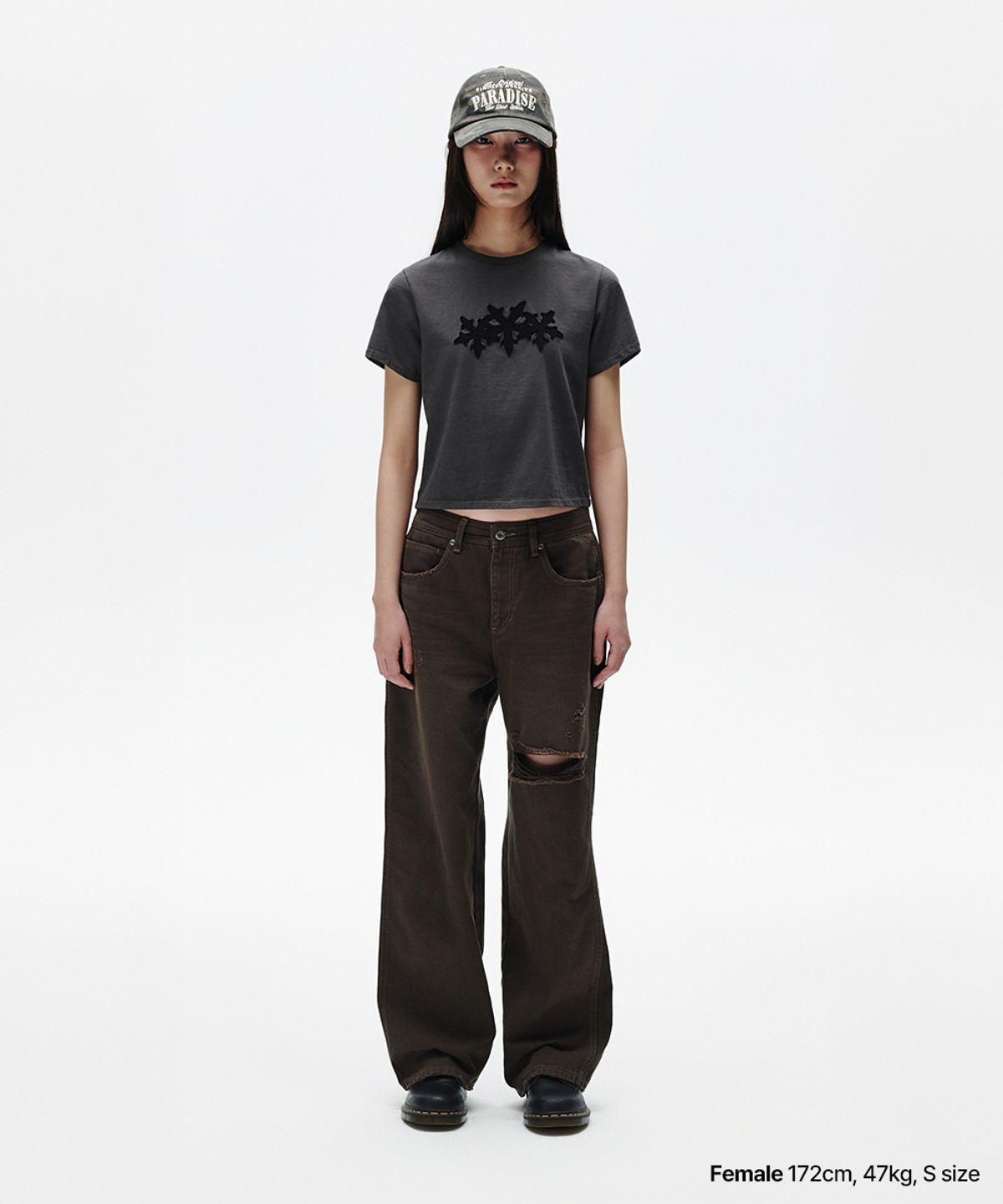 마하그리드(MAHAGRID) CUT OFF CROSS STAR TEE CHARCOAL(MG2FMFT586A)