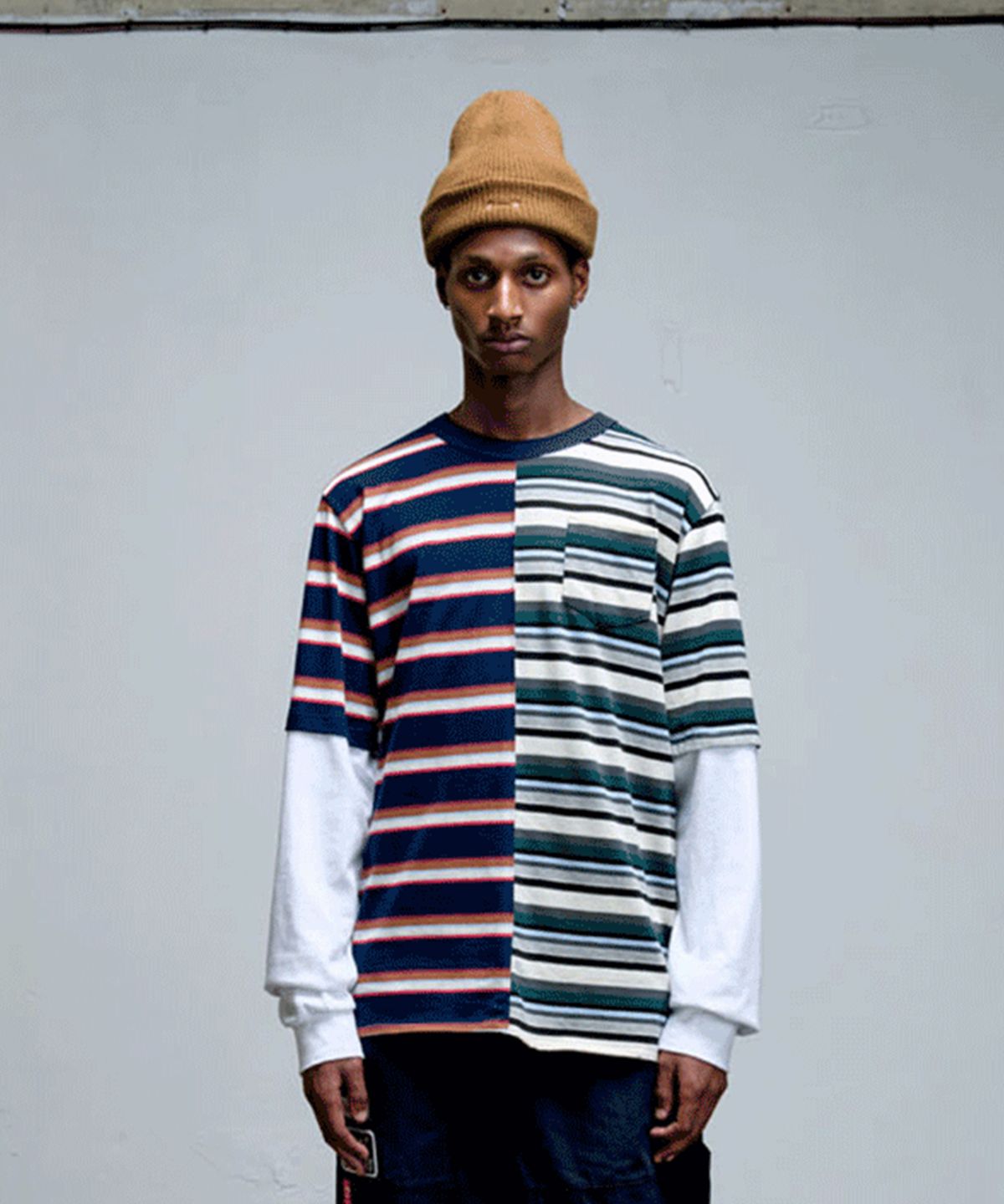 에르에르(ERER) Striped Layered Long Sleeve T-Shirt Stripe