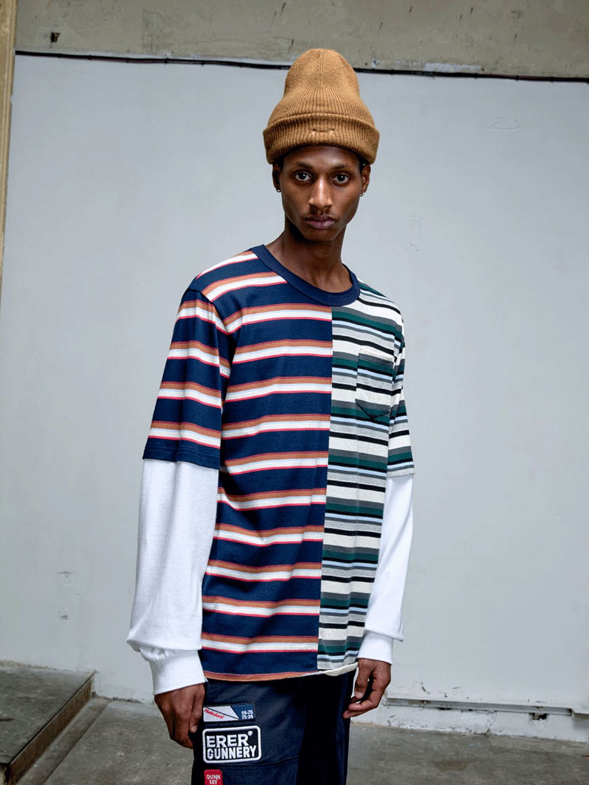 에르에르(ERER) Striped Layered Long Sleeve T-Shirt Stripe