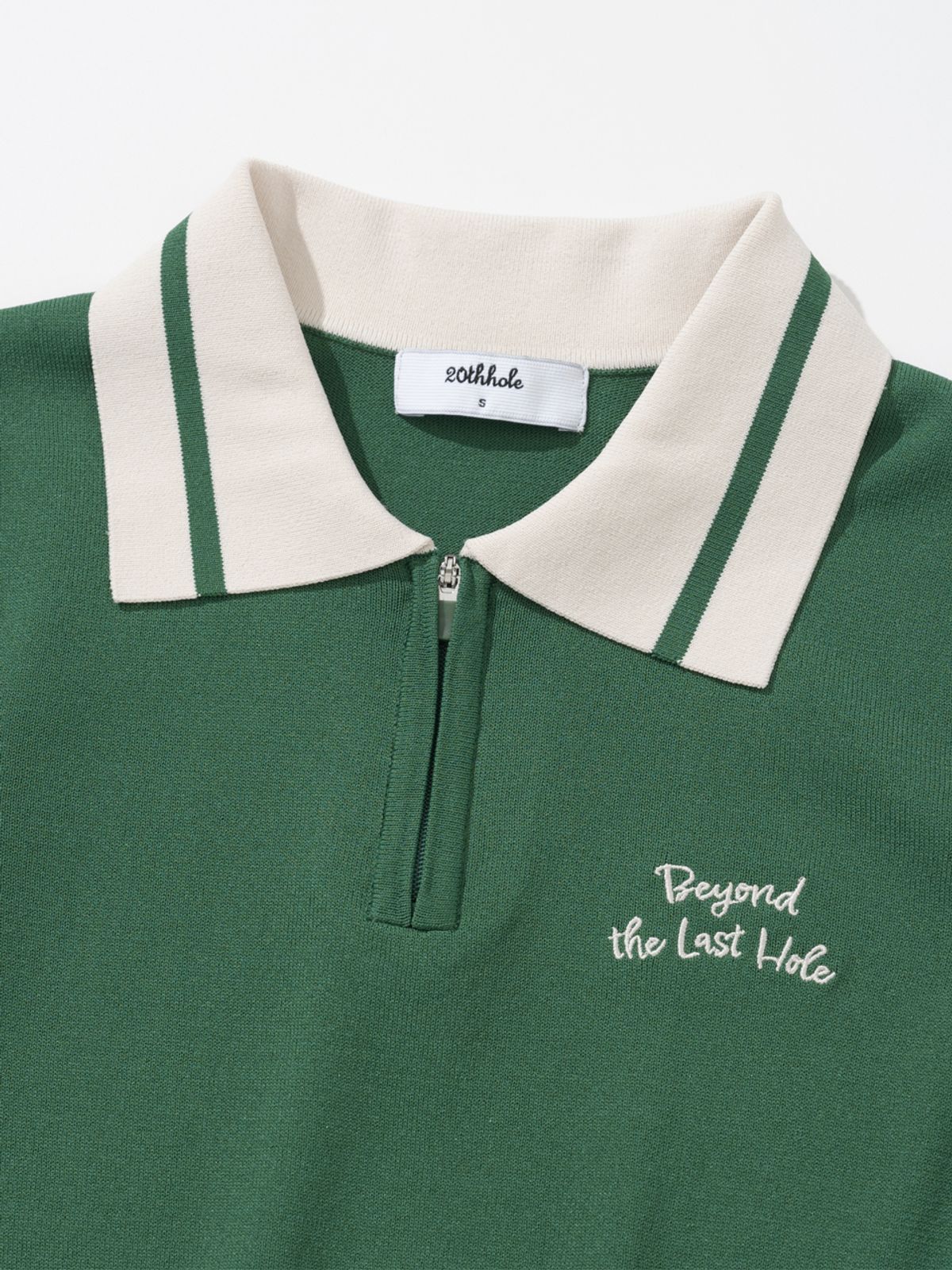 투에니스홀(20TH HOLE) 여성 자수 포인트 하프집업 슬리브리스 [GREEN]