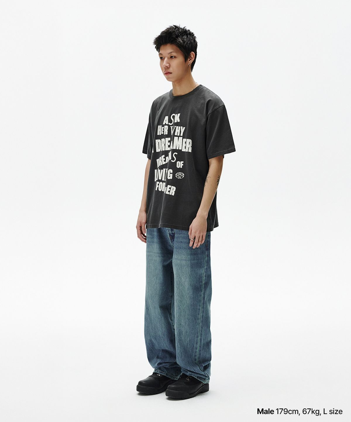 마하그리드(MAHAGRID) DREAMER PIGMENT TEE CHARCOAL(MG2FMMT536A)