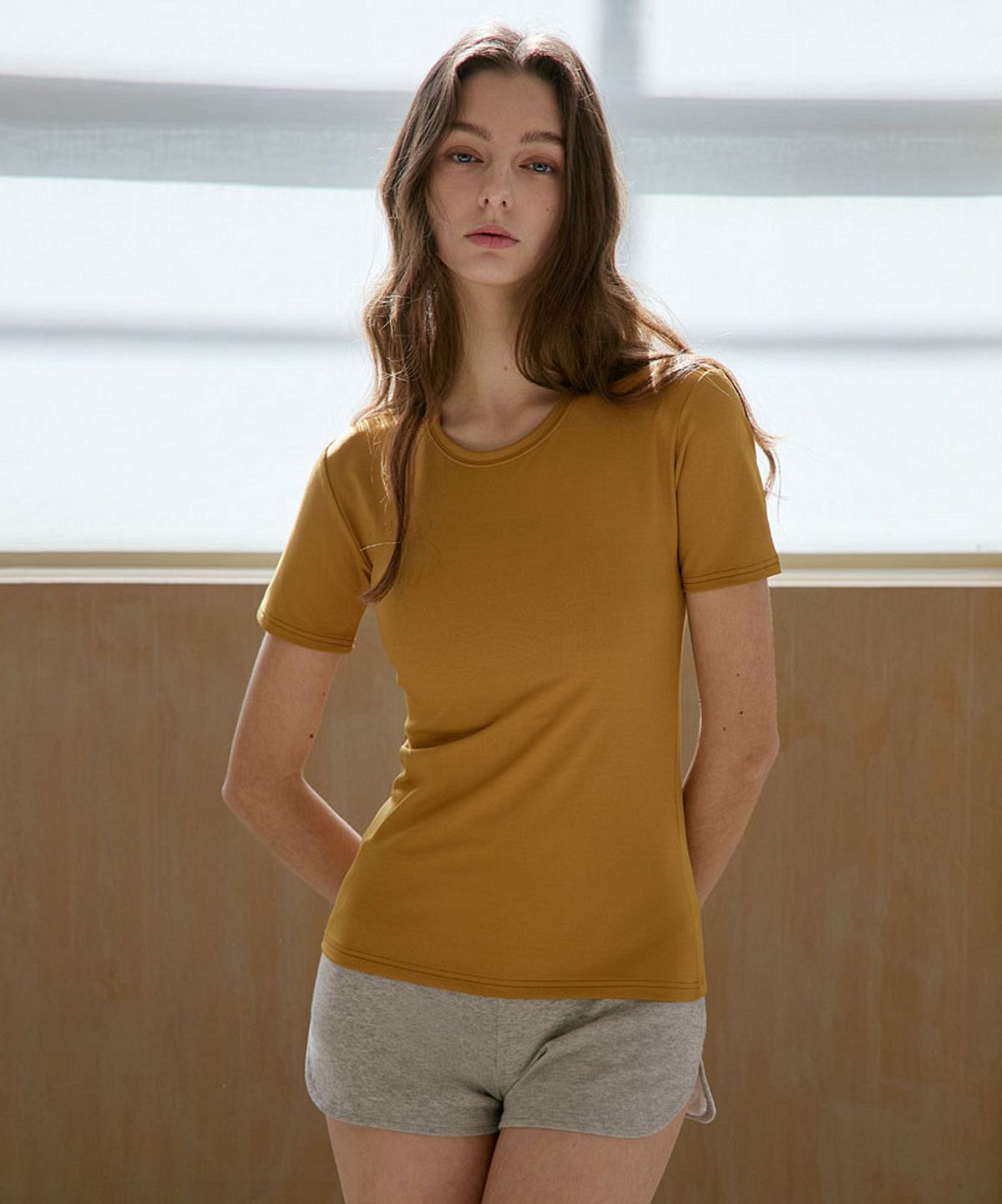데비웨어(DEVIWEAR) 익스틴 서포트 티 DEVI-T0045-머스타드