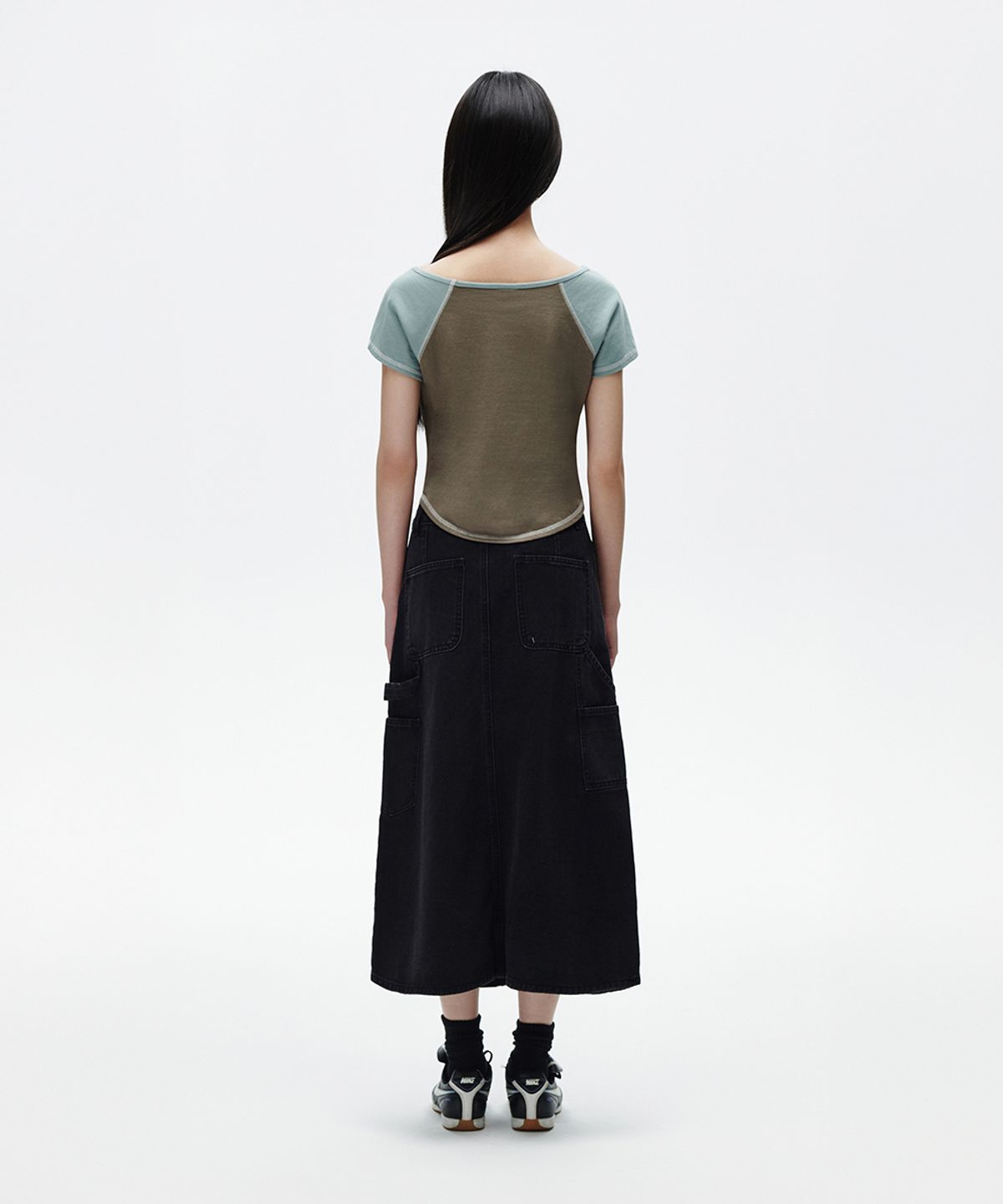 마하그리드(MAHAGRID) OFF SHOULDER RAGLAN TEE KHAKI(MG2FMFT589A)