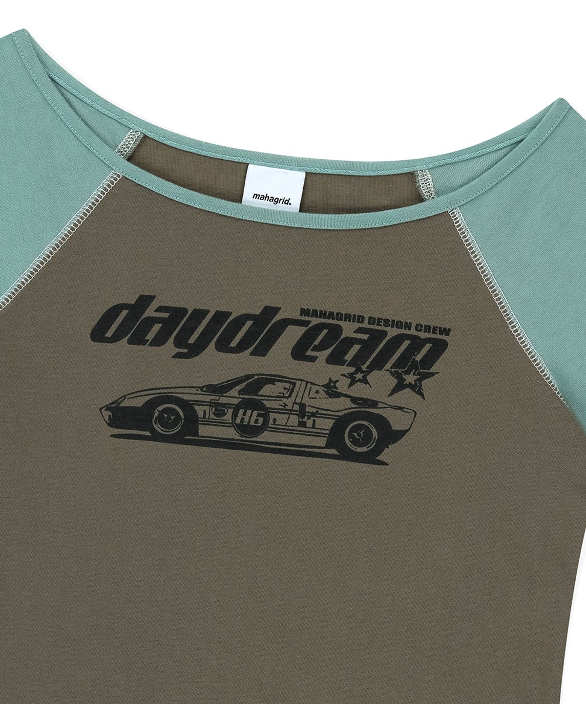 마하그리드(MAHAGRID) OFF SHOULDER RAGLAN TEE KHAKI(MG2FMFT589A)