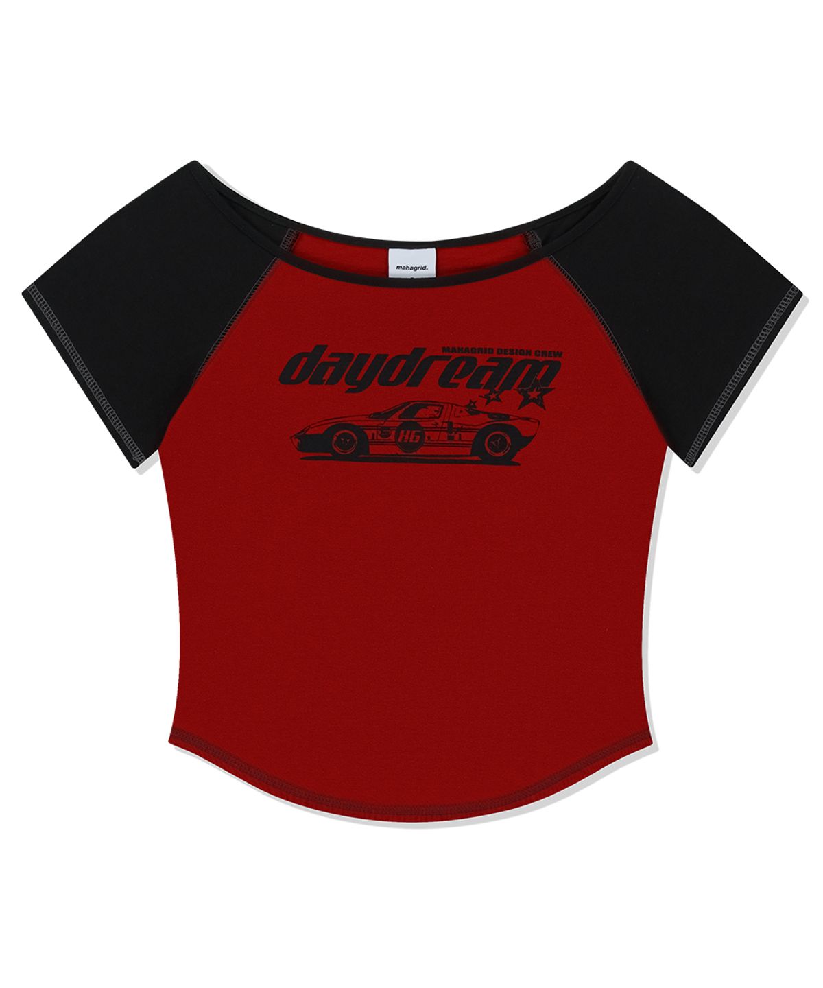 마하그리드(MAHAGRID) OFF SHOULDER RAGLAN TEE RED(MG2FMFT589A)
