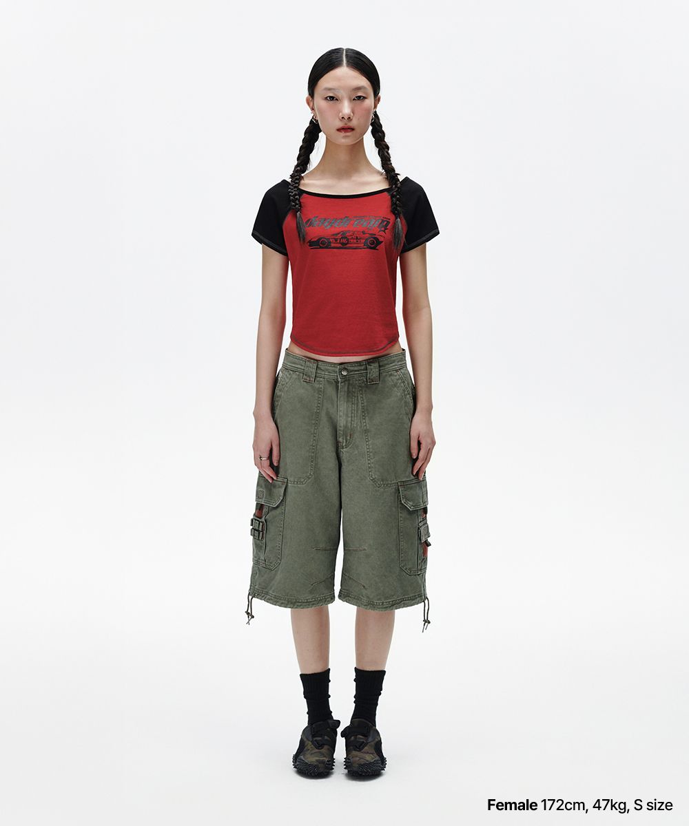[ MAHAGRID]★25SS★韓国人気★OFF SHOULDER RAGLAN TEE MUSINSA | MAHAGRID OFF SHOULDER RAGLAN TEE RED(MG2FMFT589A)