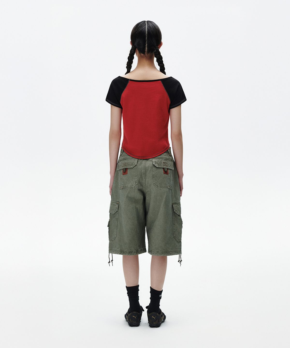 마하그리드(MAHAGRID) OFF SHOULDER RAGLAN TEE RED(MG2FMFT589A)