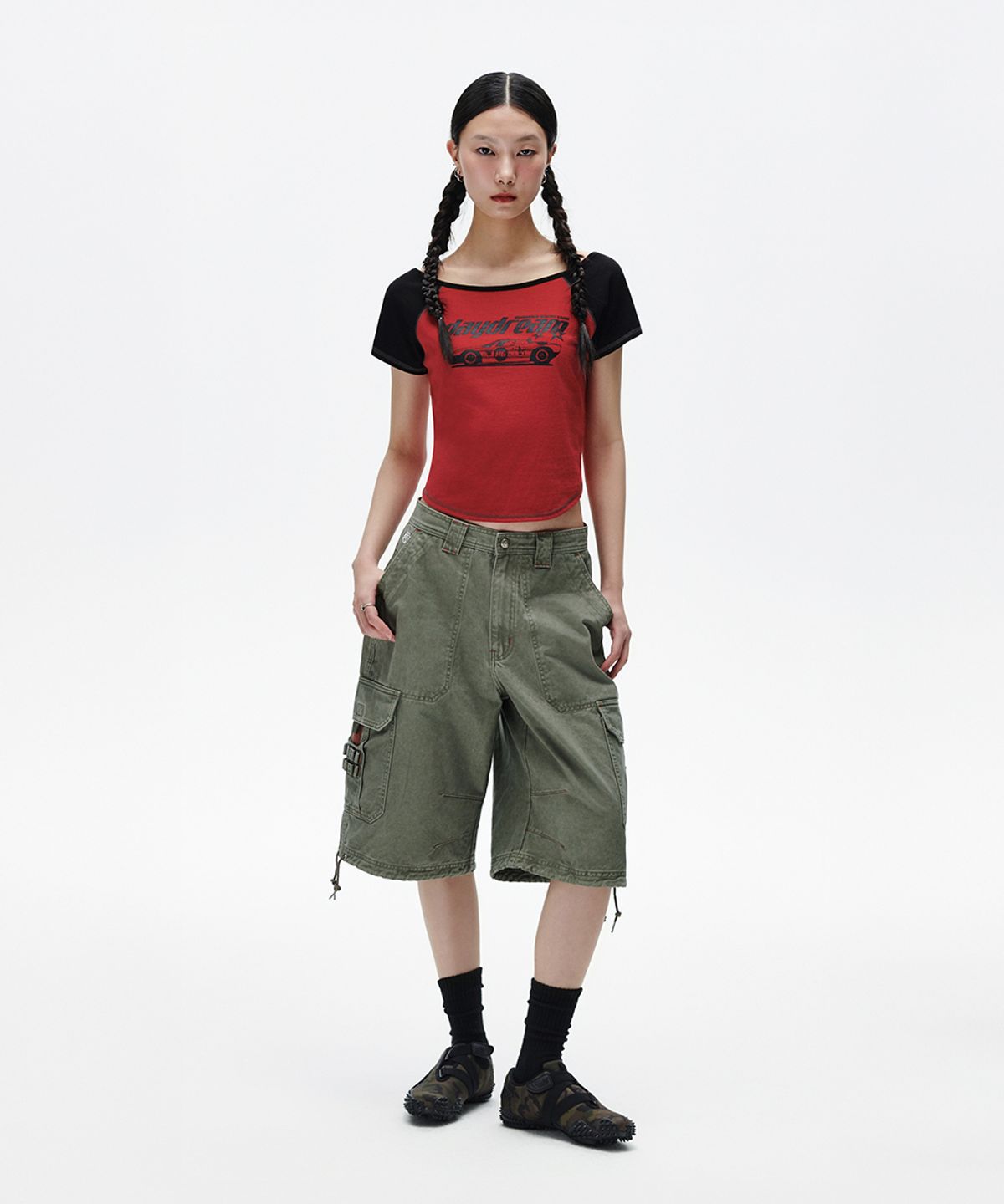 마하그리드(MAHAGRID) OFF SHOULDER RAGLAN TEE RED(MG2FMFT589A)