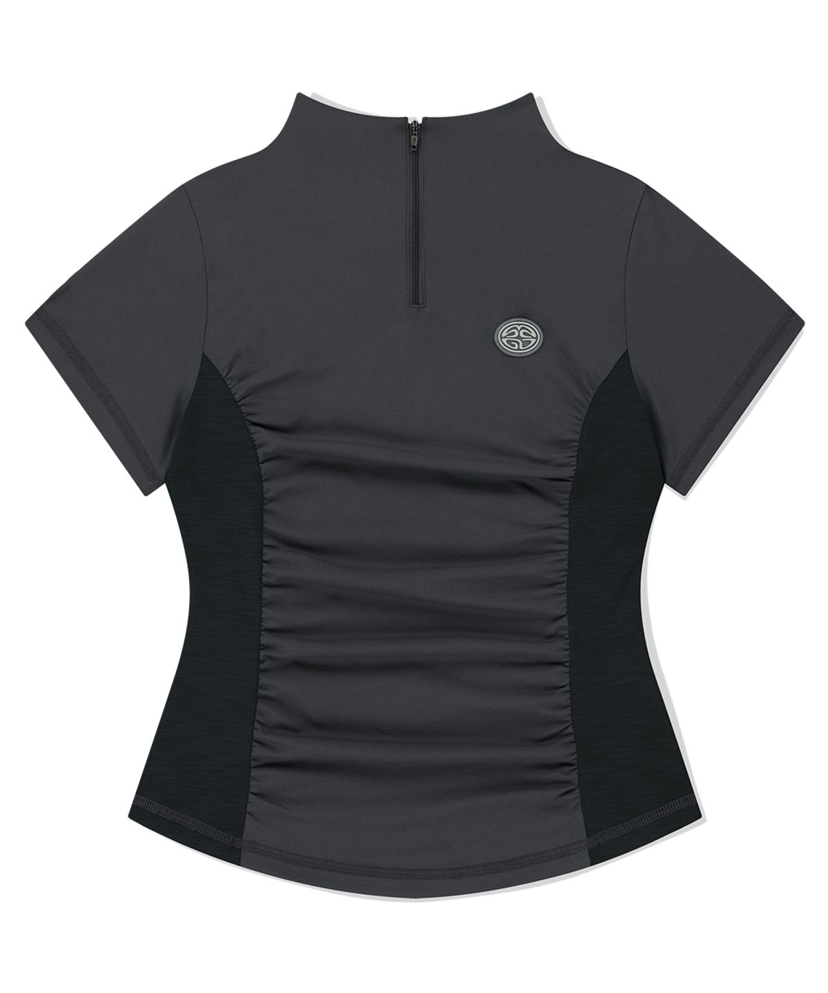 마하그리드(MAHAGRID) SHIRRING HALF ZIP-UP JERSEY TEE CHARCOAL(MG2FMFT592A)