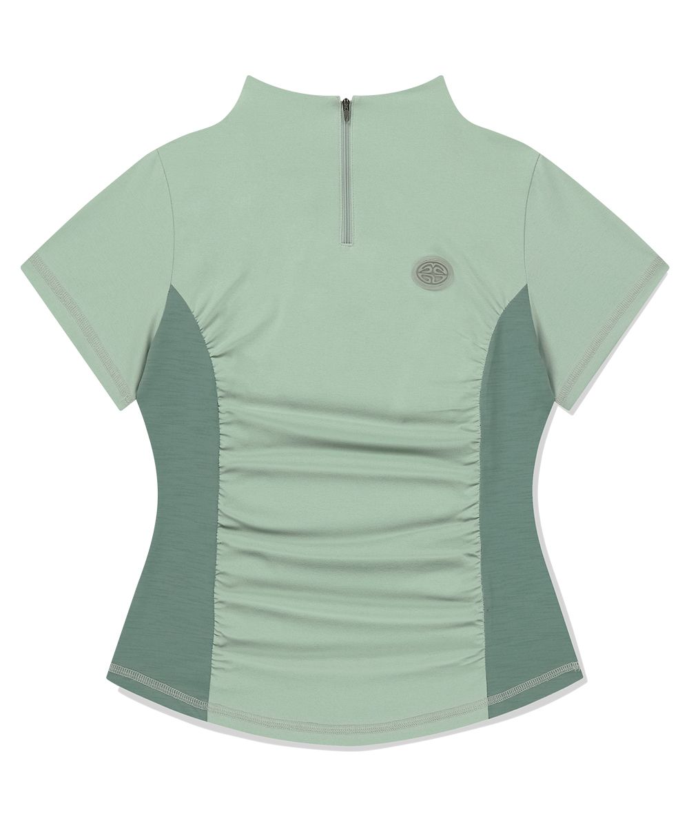 MUSINSA | MAHAGRID SHIRRING HALF ZIP-UP JERSEY TEE LIGHT