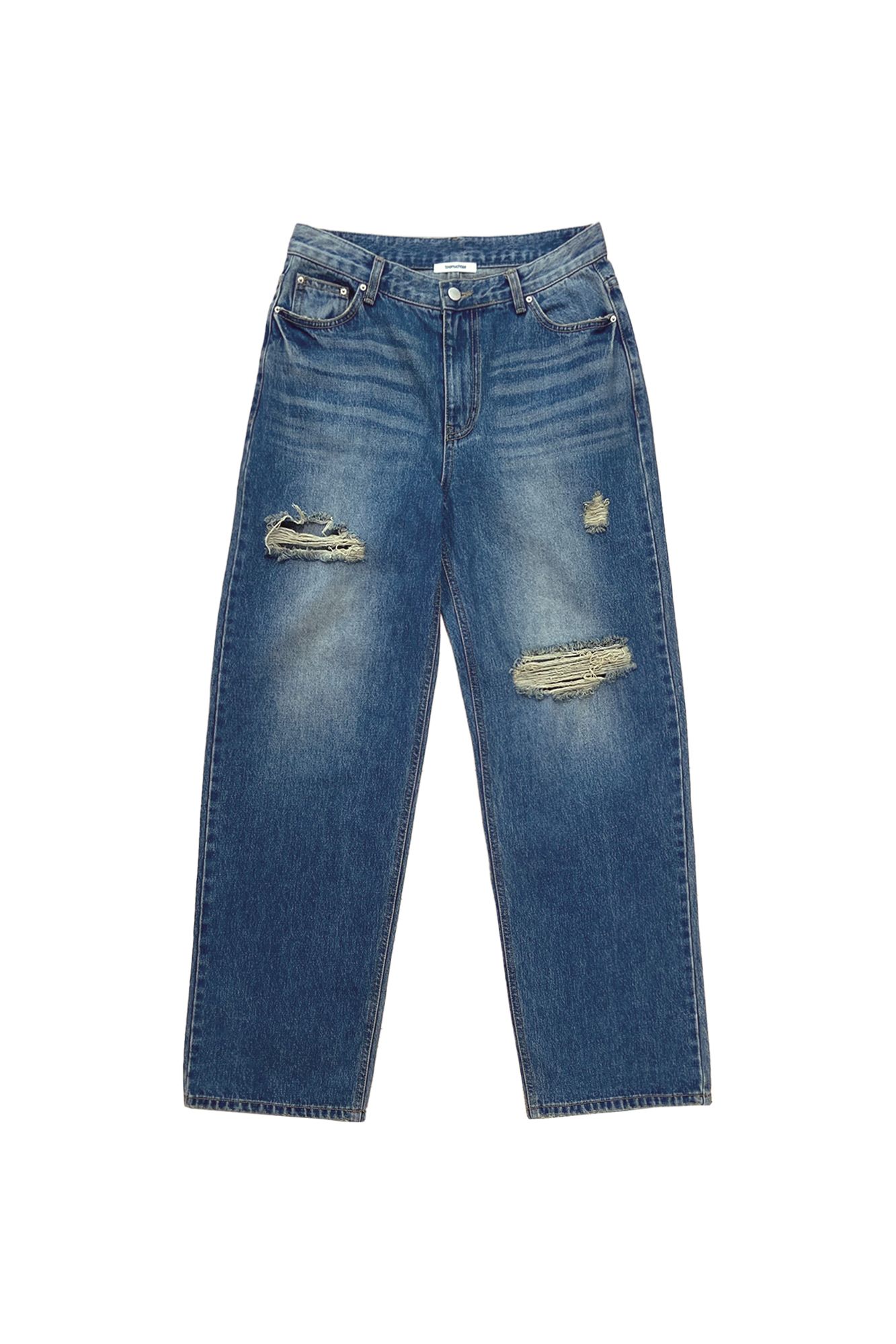 [TOOMUCHTAX] LOW RISE LOOSE-FIT DAMAGED JEANS /追跡付 MUSINSA | TOOMUCHTAX Low rise loose fit damage jeans ice blue