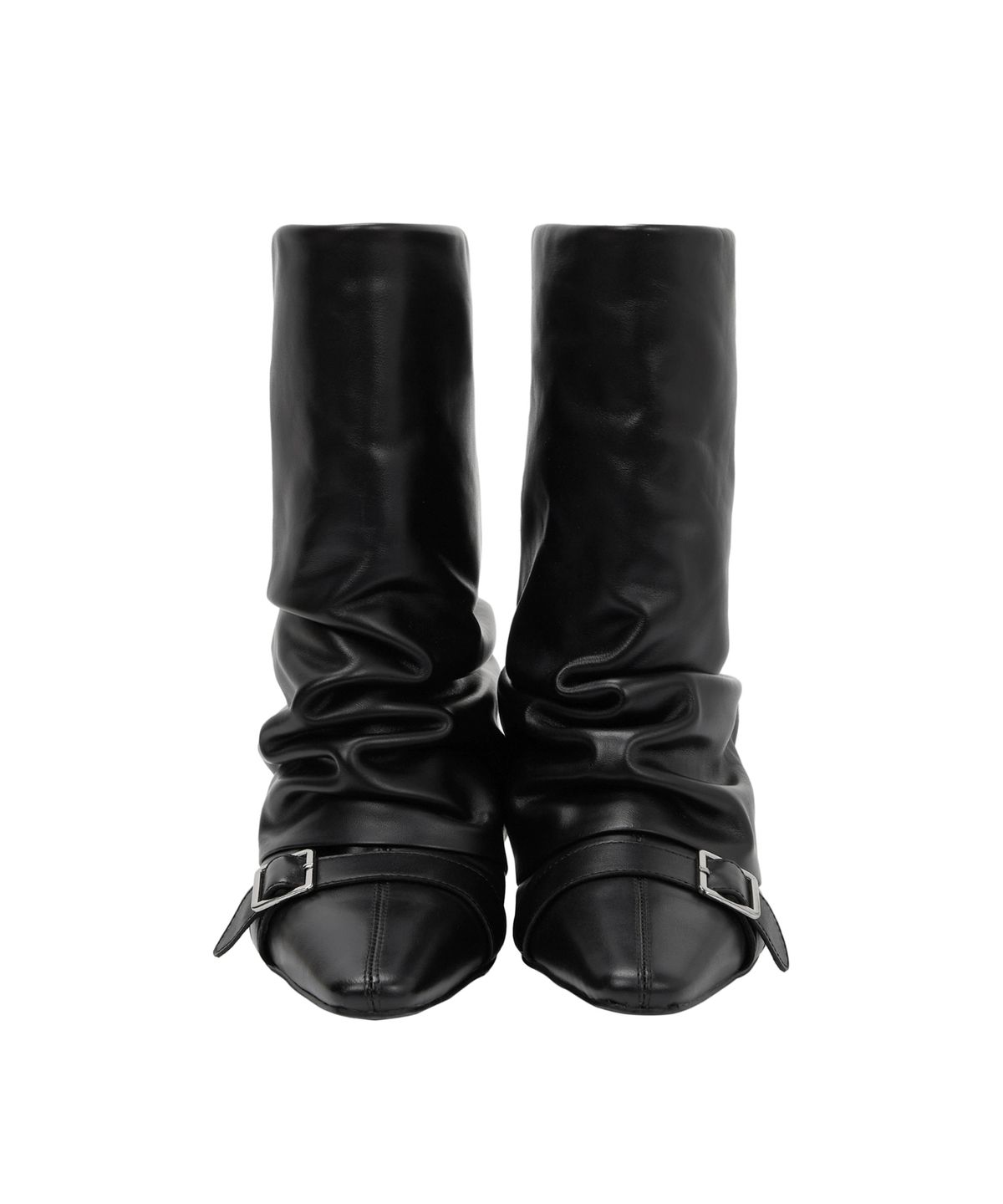 트리밍버드(TREEMINGBIRD) Slouch Volume Buckle Boots [ Black ]