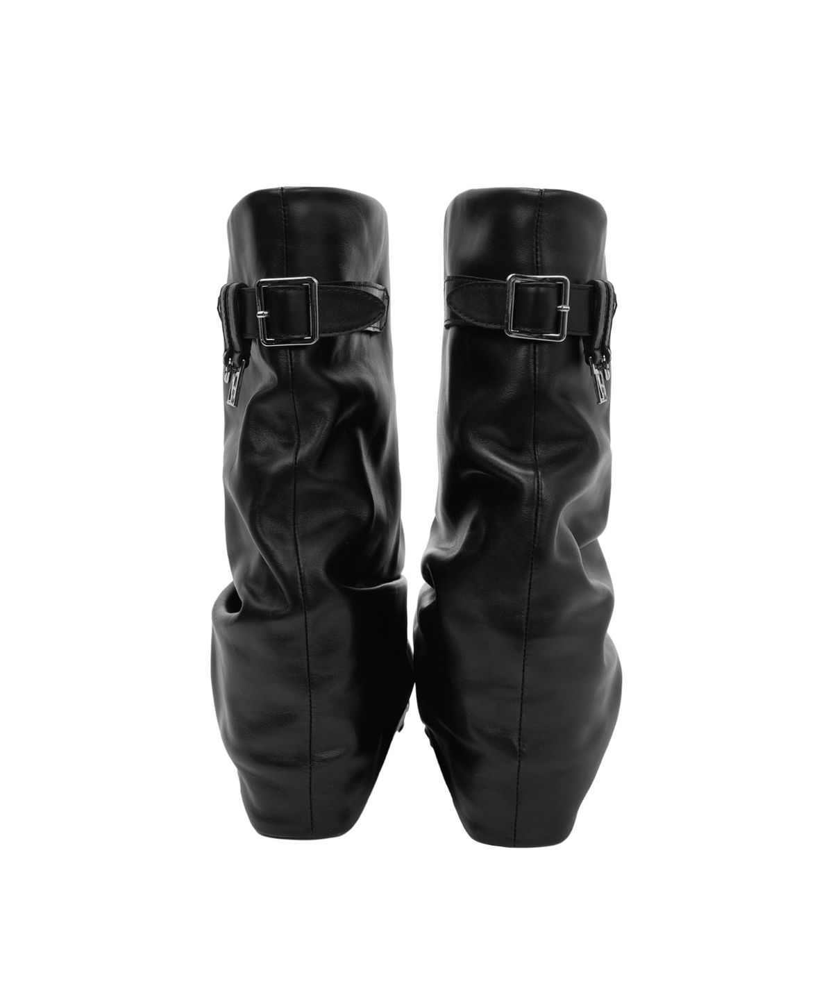 트리밍버드(TREEMINGBIRD) Slouch Volume Buckle Boots [ Black ]