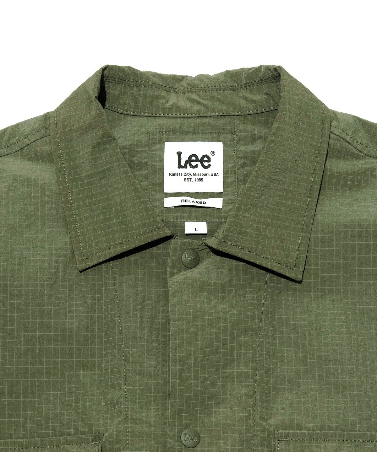 리(LEE) 투포켓 나일론 반팔 셔츠 카키